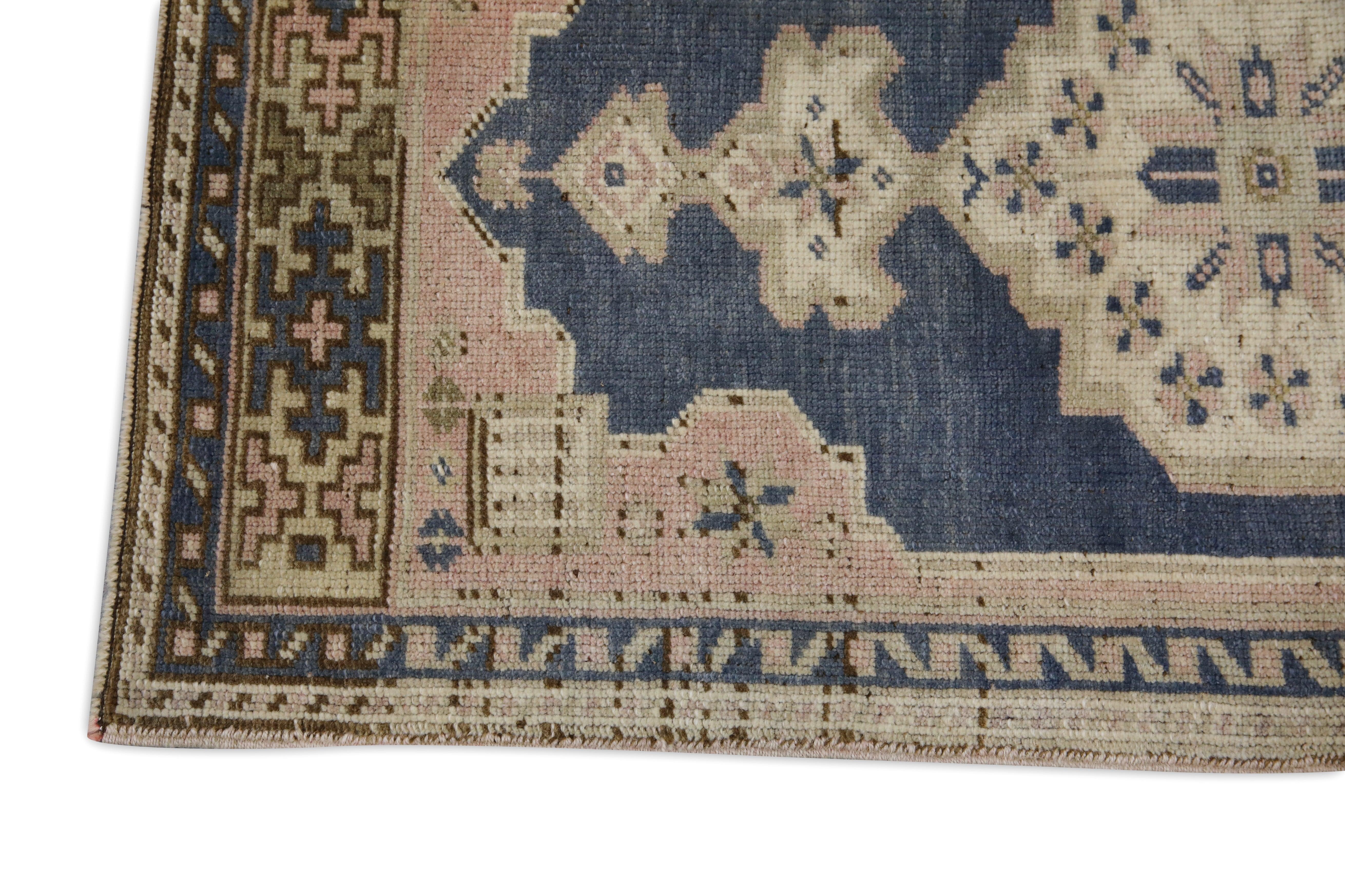 Turc Mini tapis turc vintage noué à la main 1'10