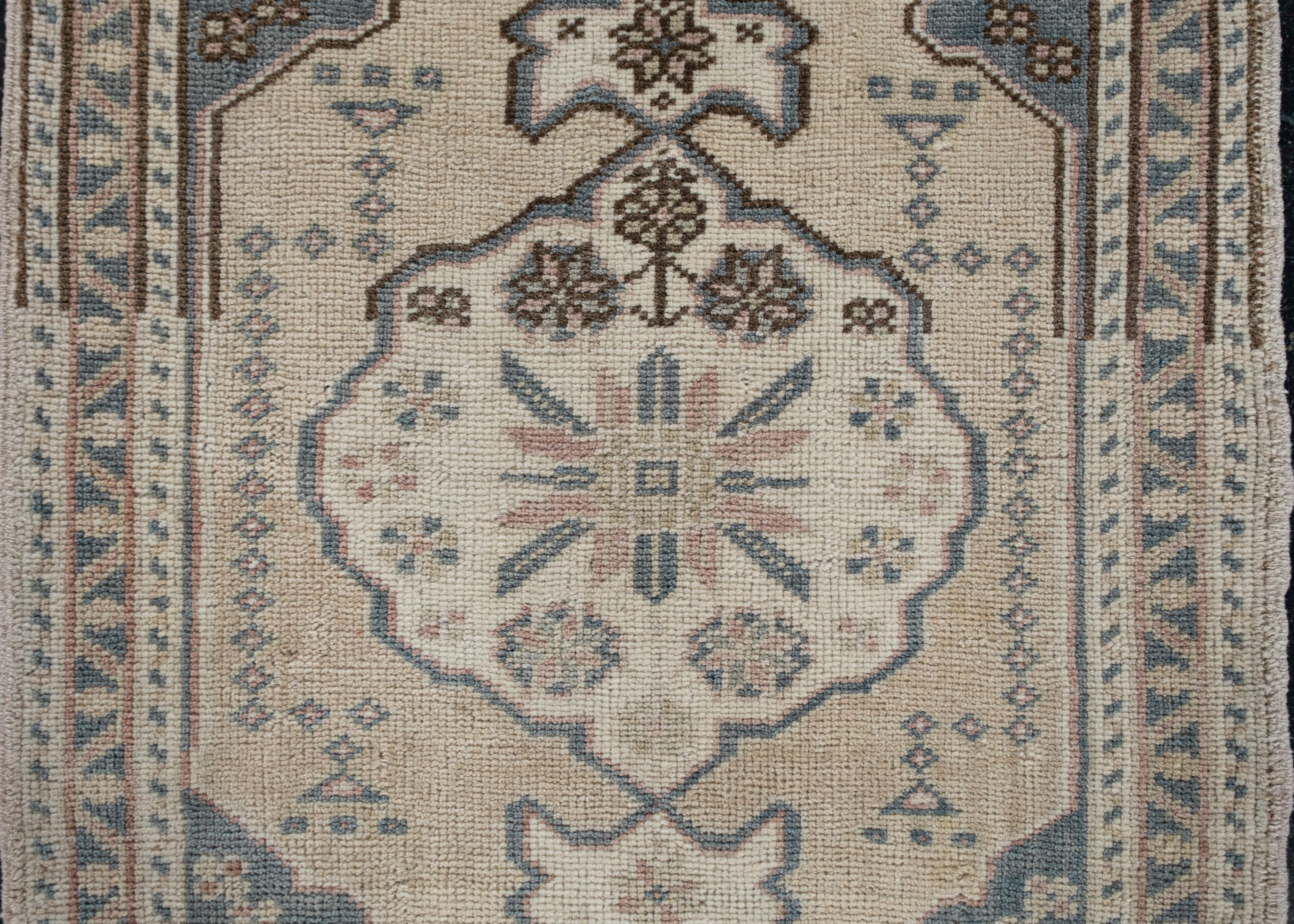 Oriental Hand Knotted Vintage Turkish Mini Rug 1'10