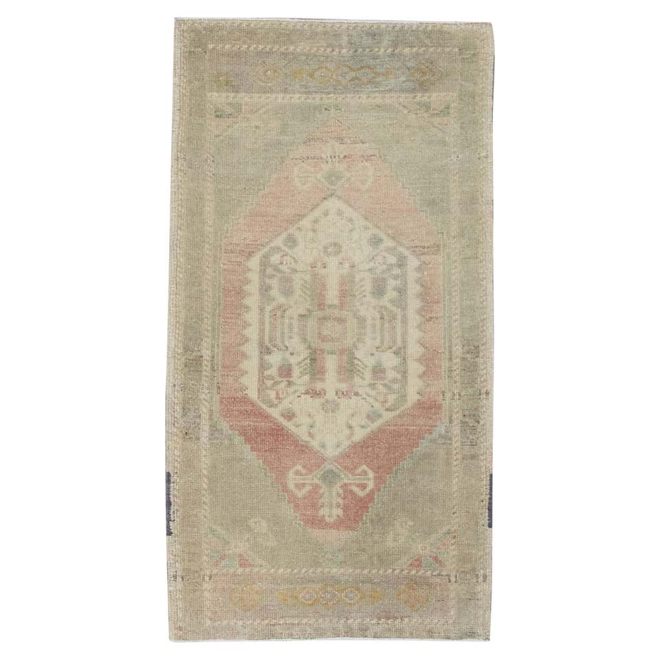 Turkish Mini Rug Oriental Vintage Hand Knotted 1'8