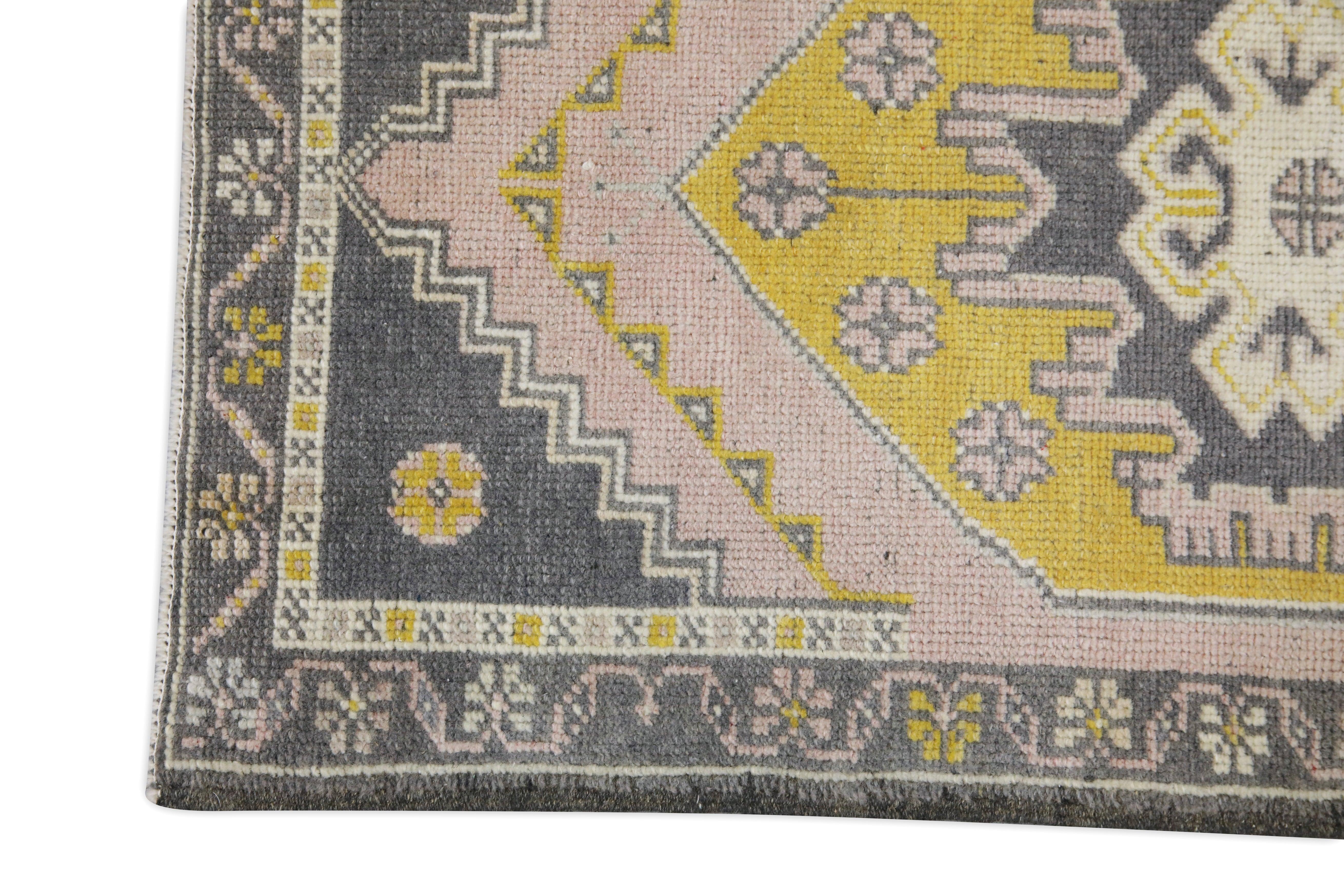 Hand-Knotted Oriental Hand Knotted Vintage Turkish Mini Rug 1'10