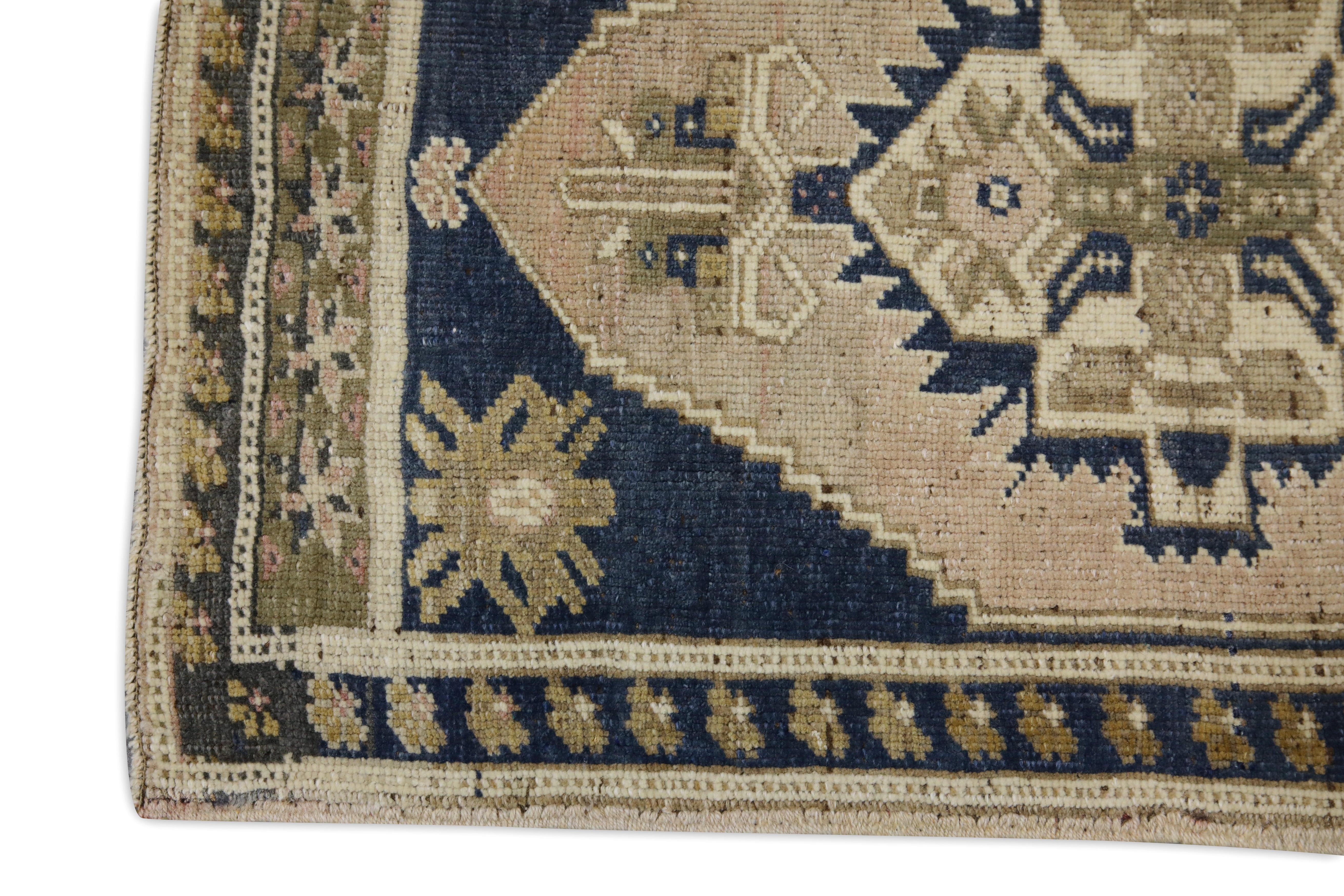 Hand-Knotted Oriental Hand Knotted Vintage Turkish Mini Rug 1'11