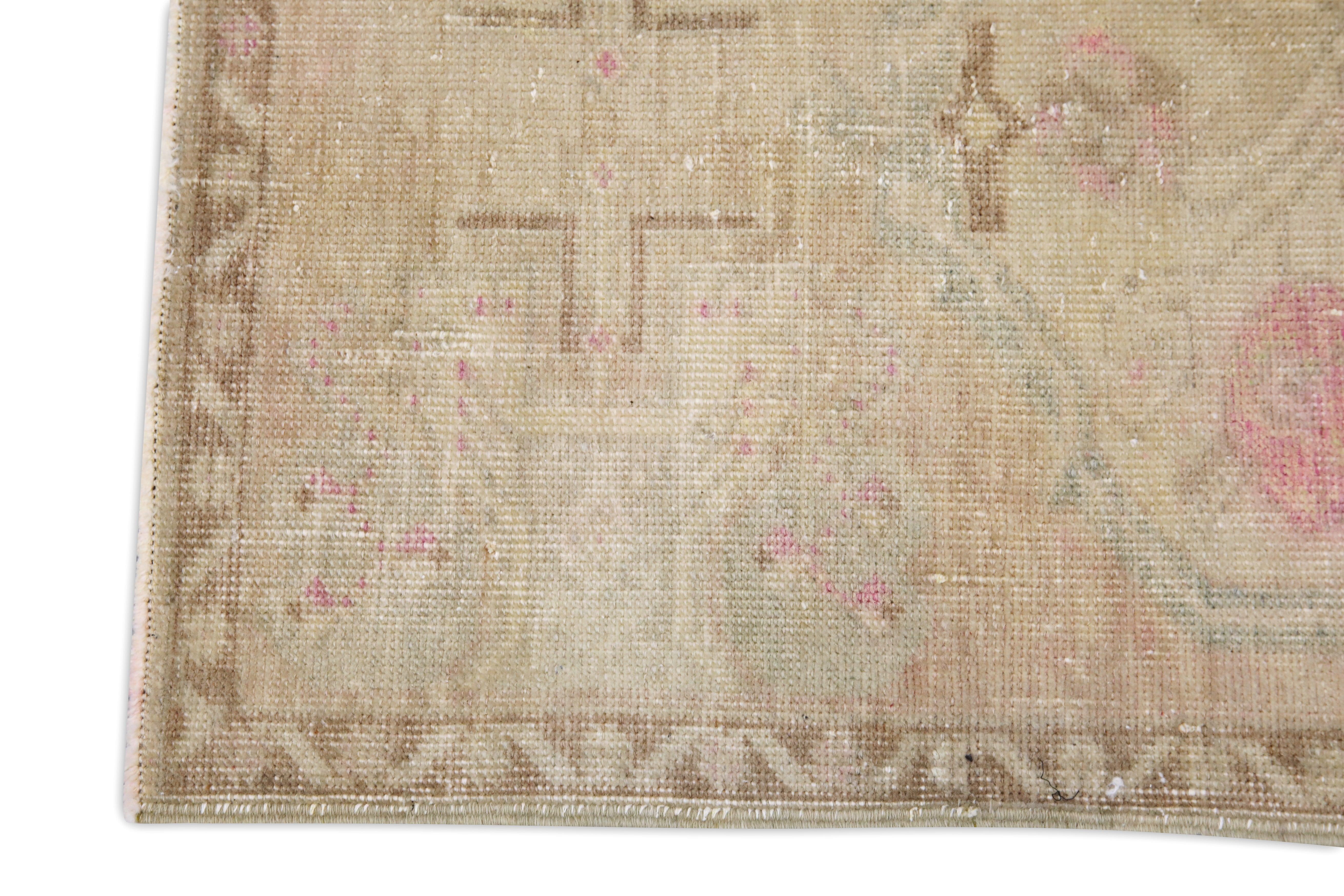 Turc Mini tapis turc vintage noué à la main 1'11