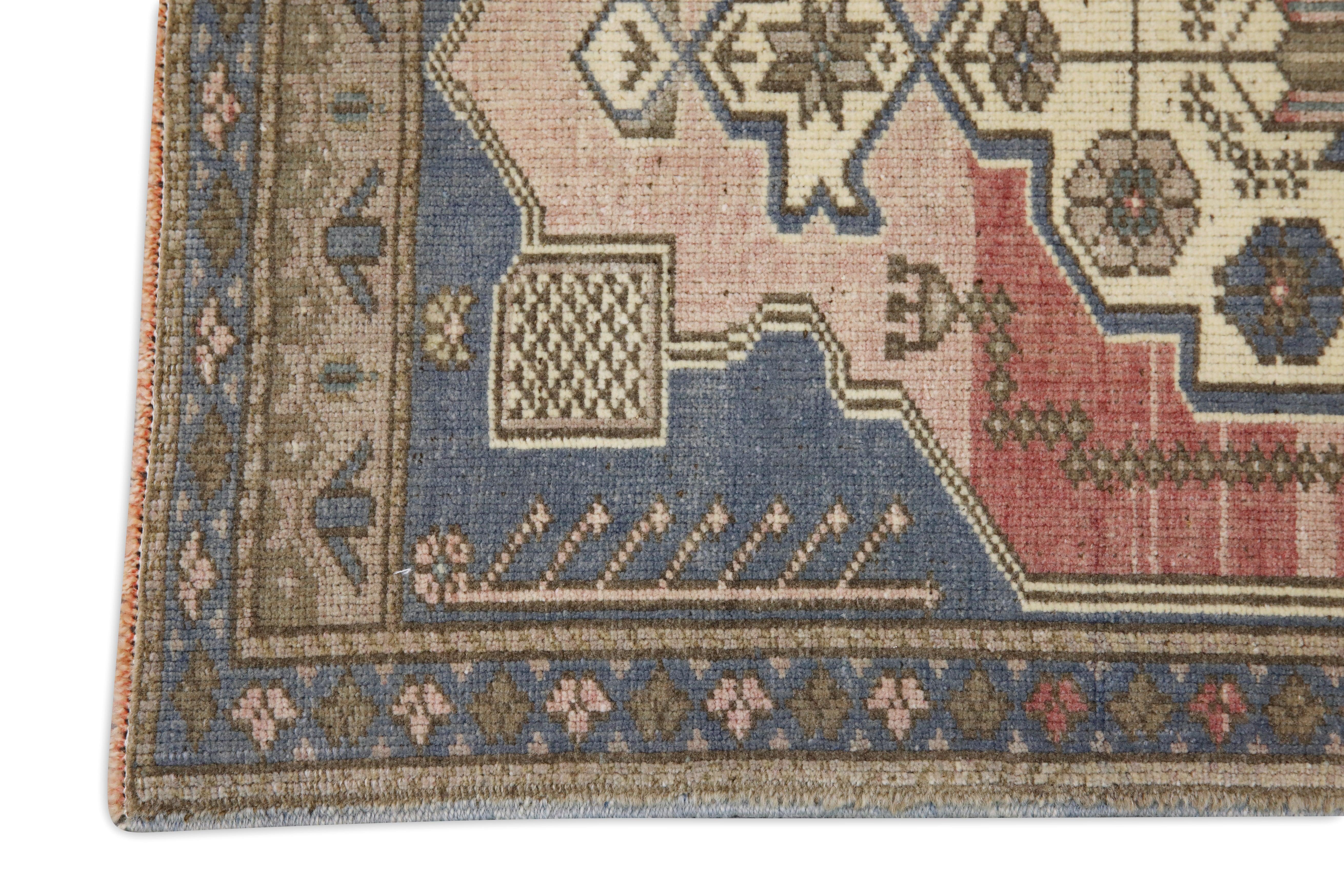 Turc Mini tapis turc vintage noué à la main 1'11