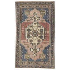 Oriental Hand Knots Rugs Vintage Turkish Mini Rug 1'11" x 3'2" #8743