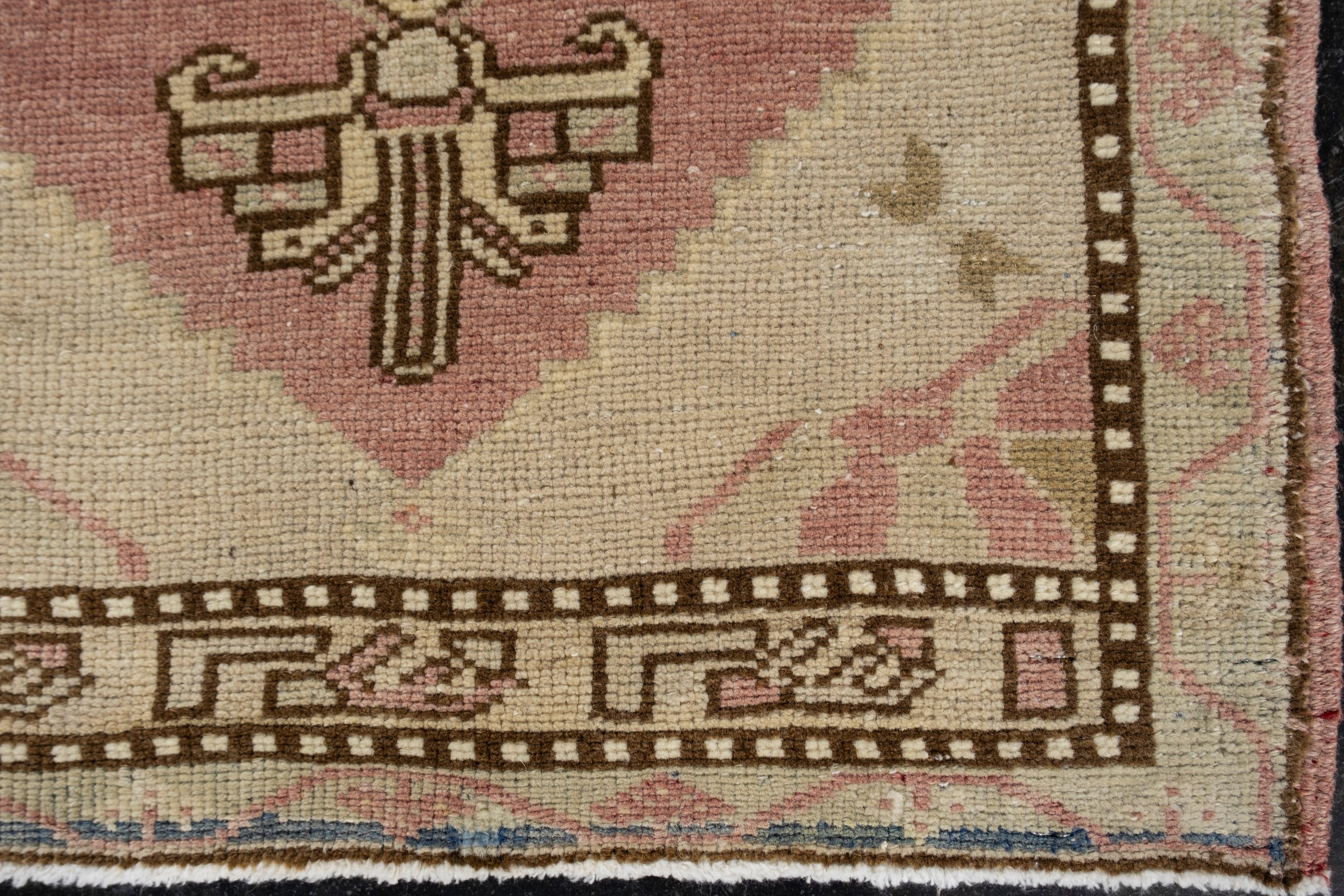Mini tapis turc vintage noué à la main 1'11