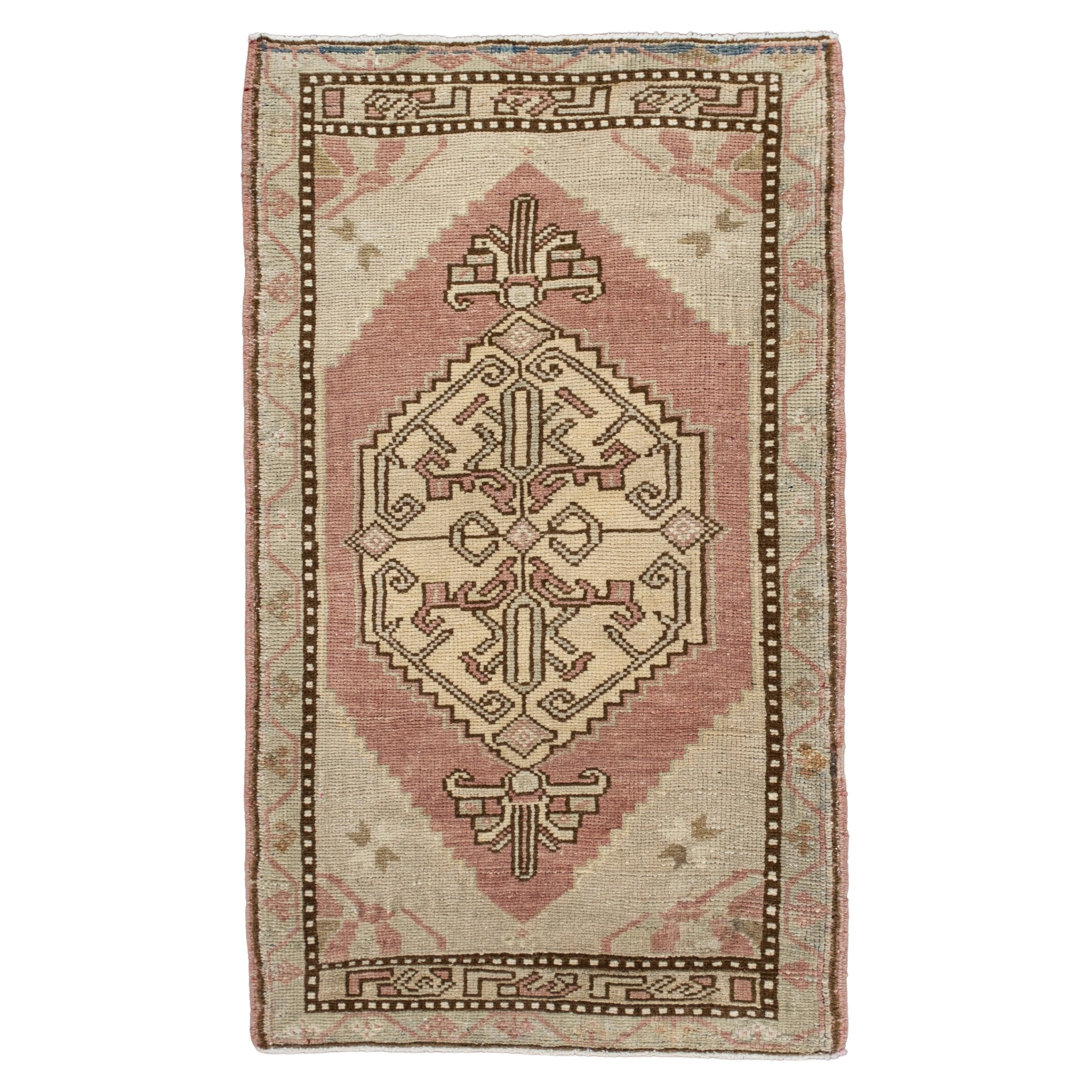 Orientalischer handgeknüpfter türkischer Vintage-Miniteppich 1'11" x 3'3" #10067