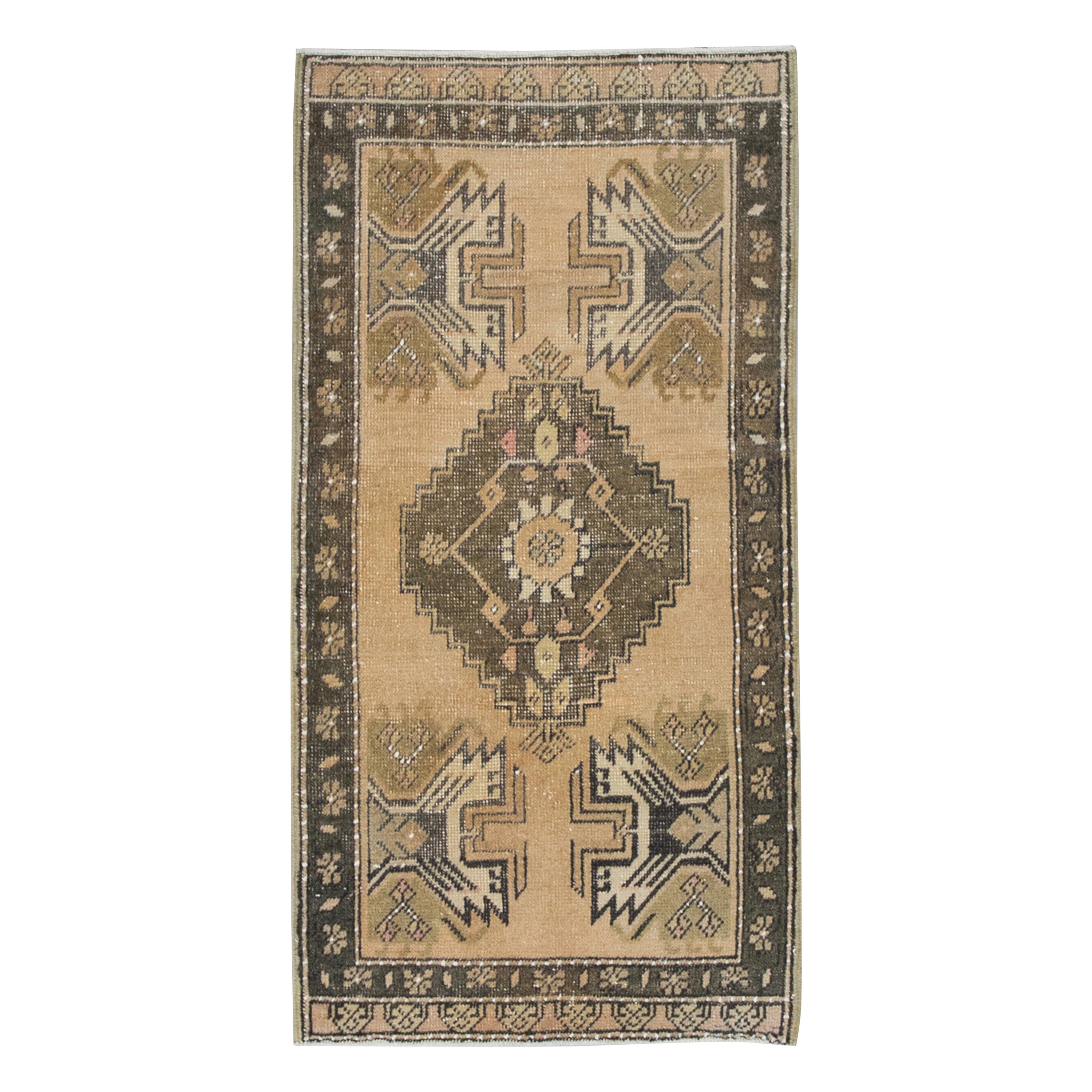 Orientalischer handgeknüpfter türkischer Vintage-Miniteppich 1'11" x 3'4" #8925
