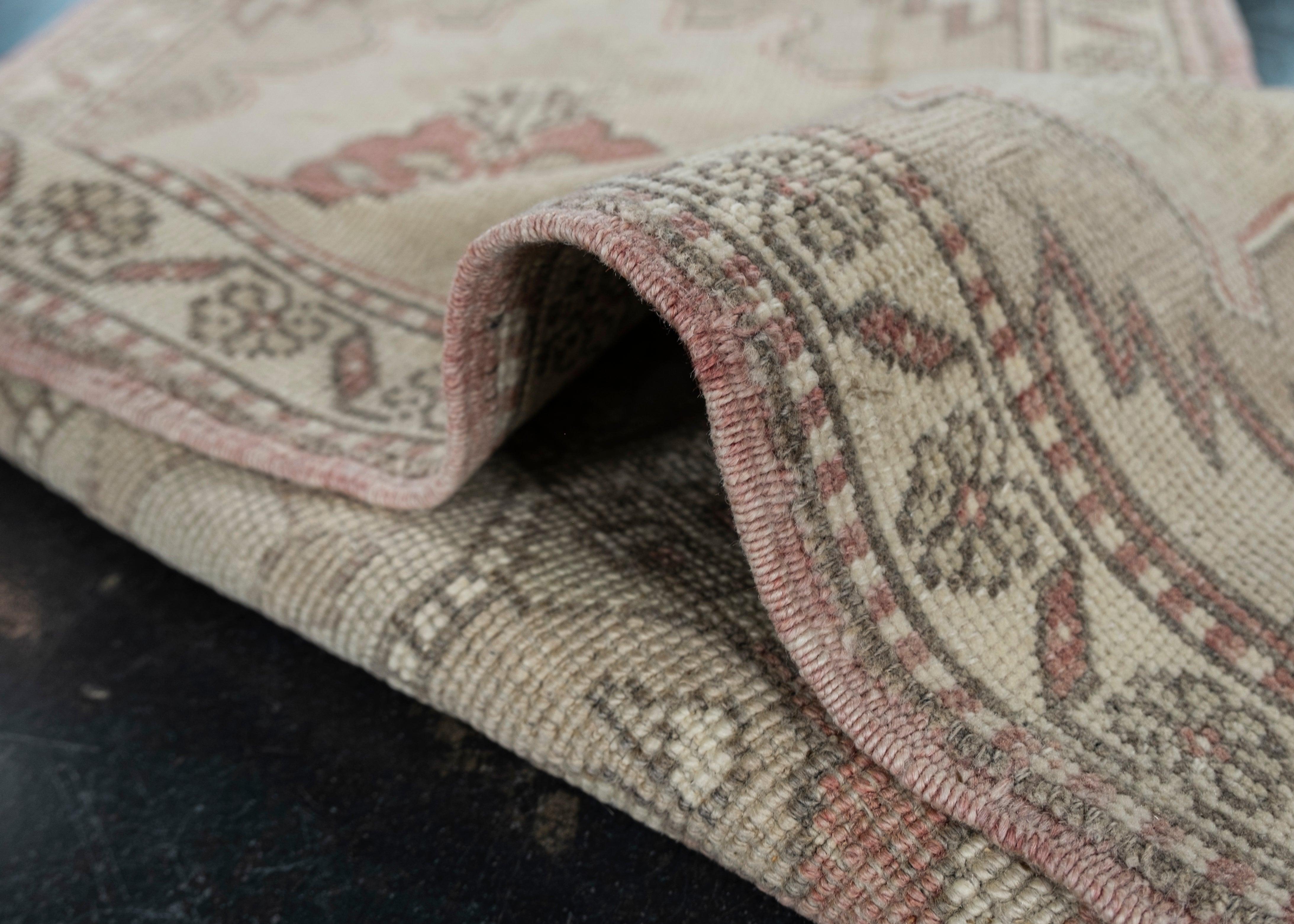 Contemporary Oriental Hand Knotted Vintage Turkish Mini Rug 1'11
