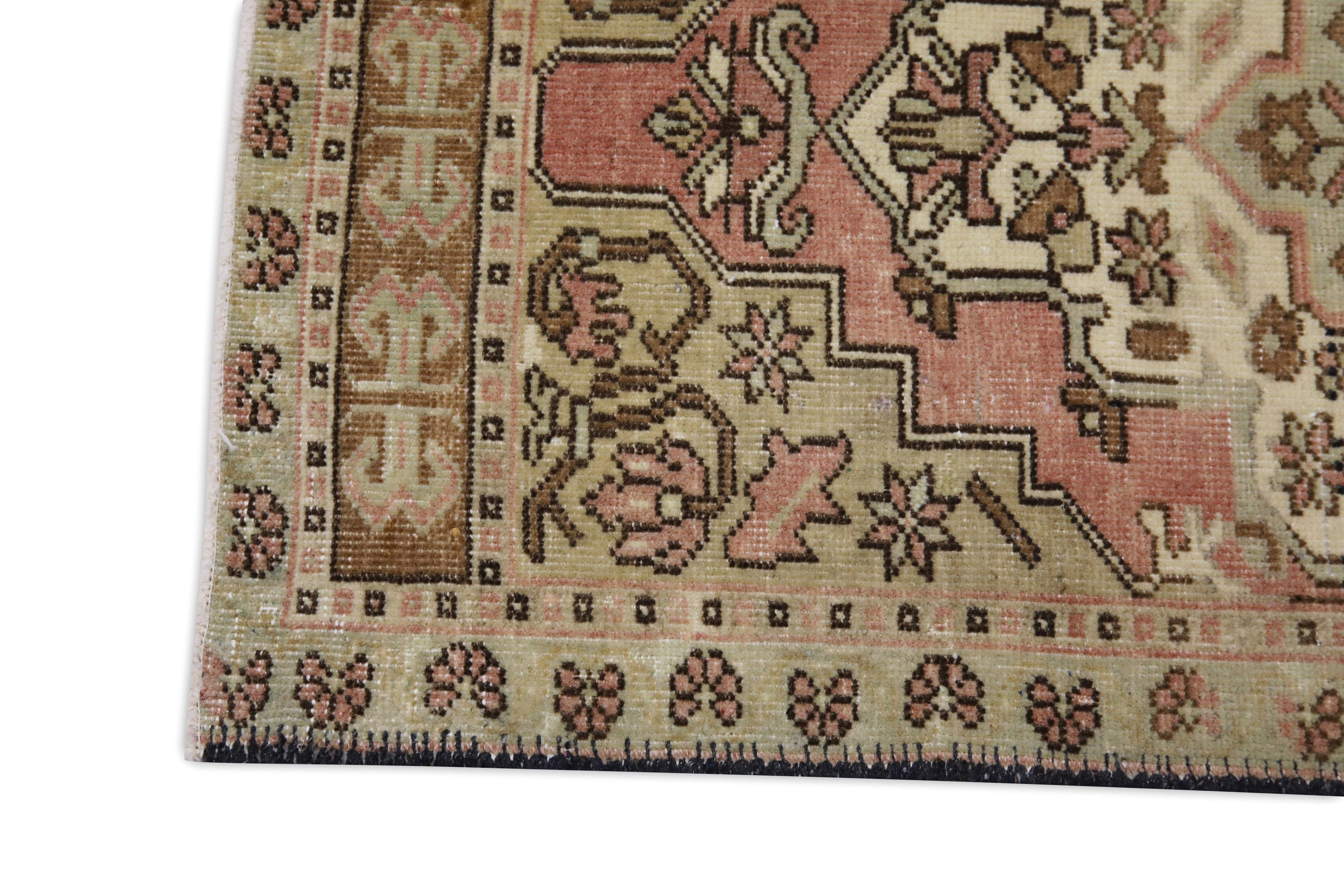 Hand-Knotted Oriental Hand Knotted Vintage Turkish Mini Rug 1'11