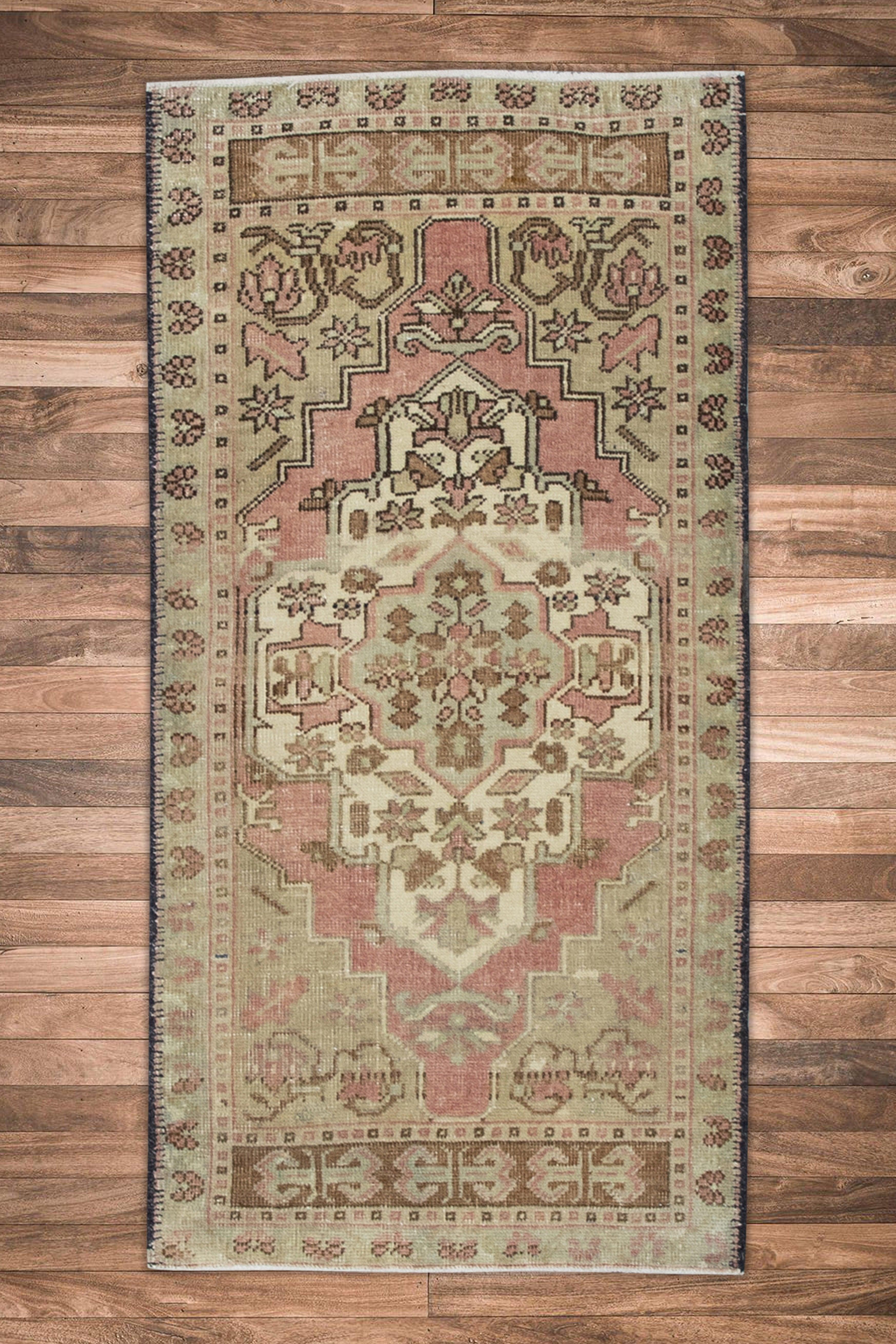 Orientalischer handgeknüpfter türkischer Vintage-Miniteppich 1'11