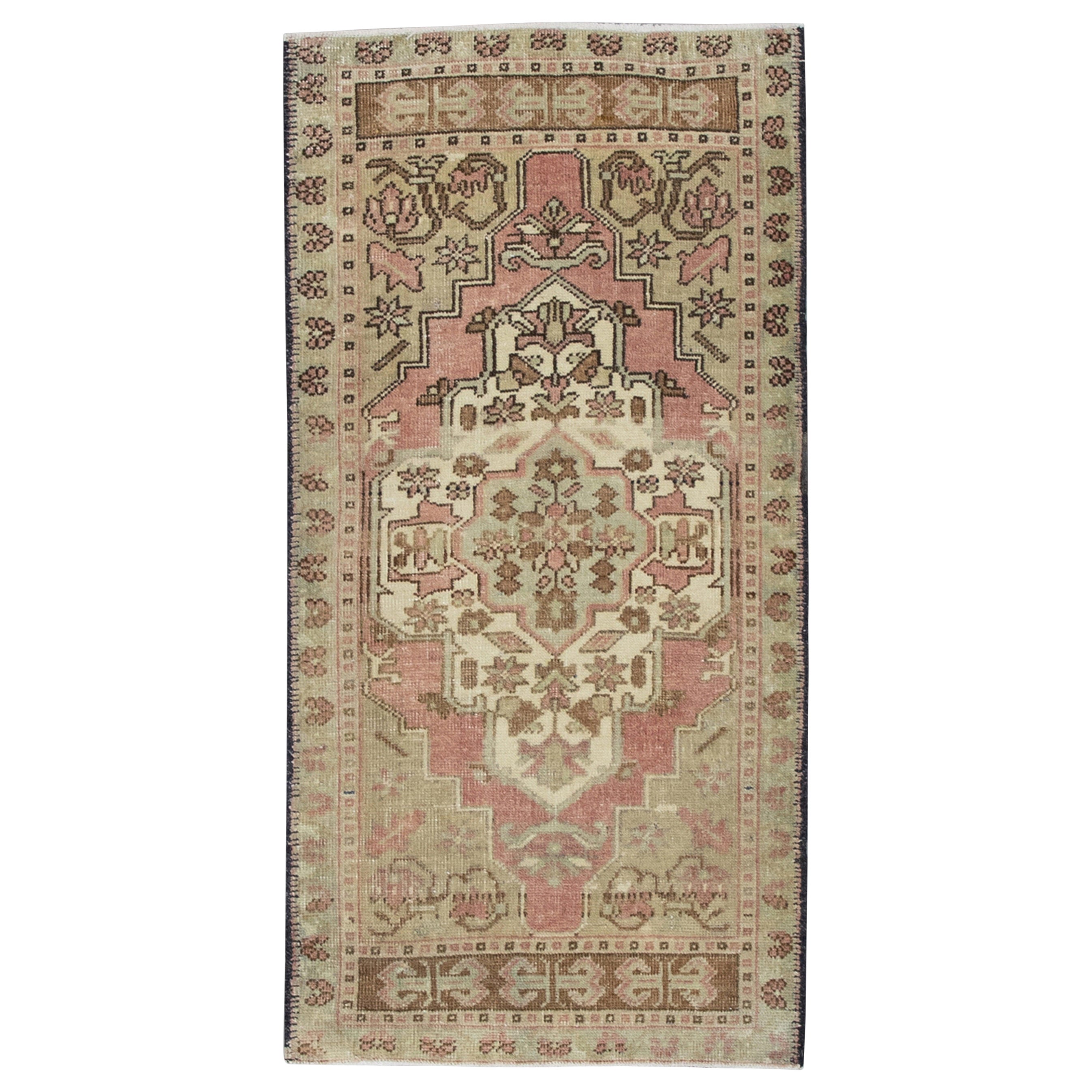 Orientalischer handgeknüpfter türkischer Vintage-Miniteppich 1'11" x 3'7" #8527