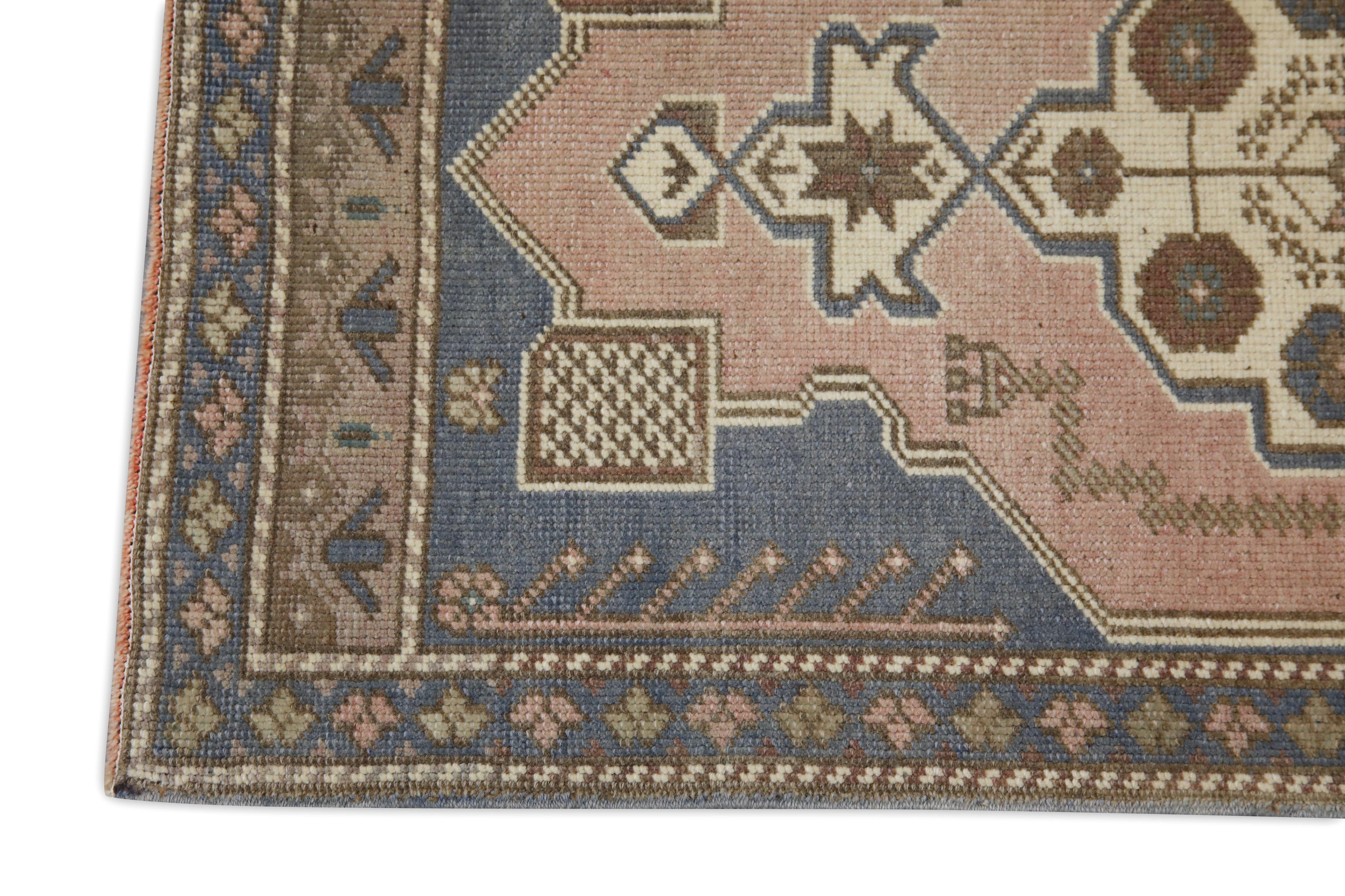 Hand-Knotted Oriental Hand Knotted Vintage Turkish Mini Rug 1'11