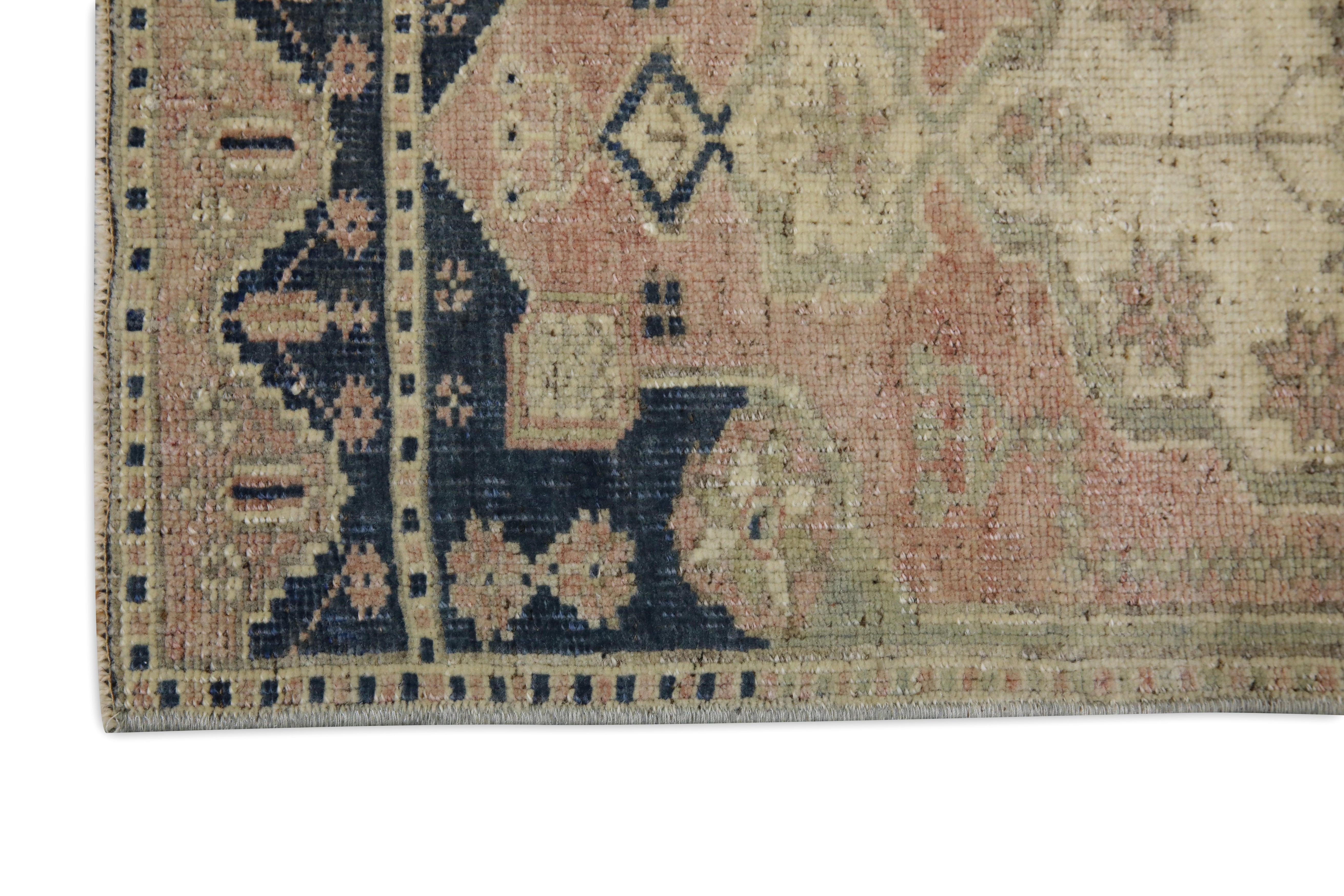 Mini Alfombra Turca Vintage Oriental Anudada a Mano 1'3