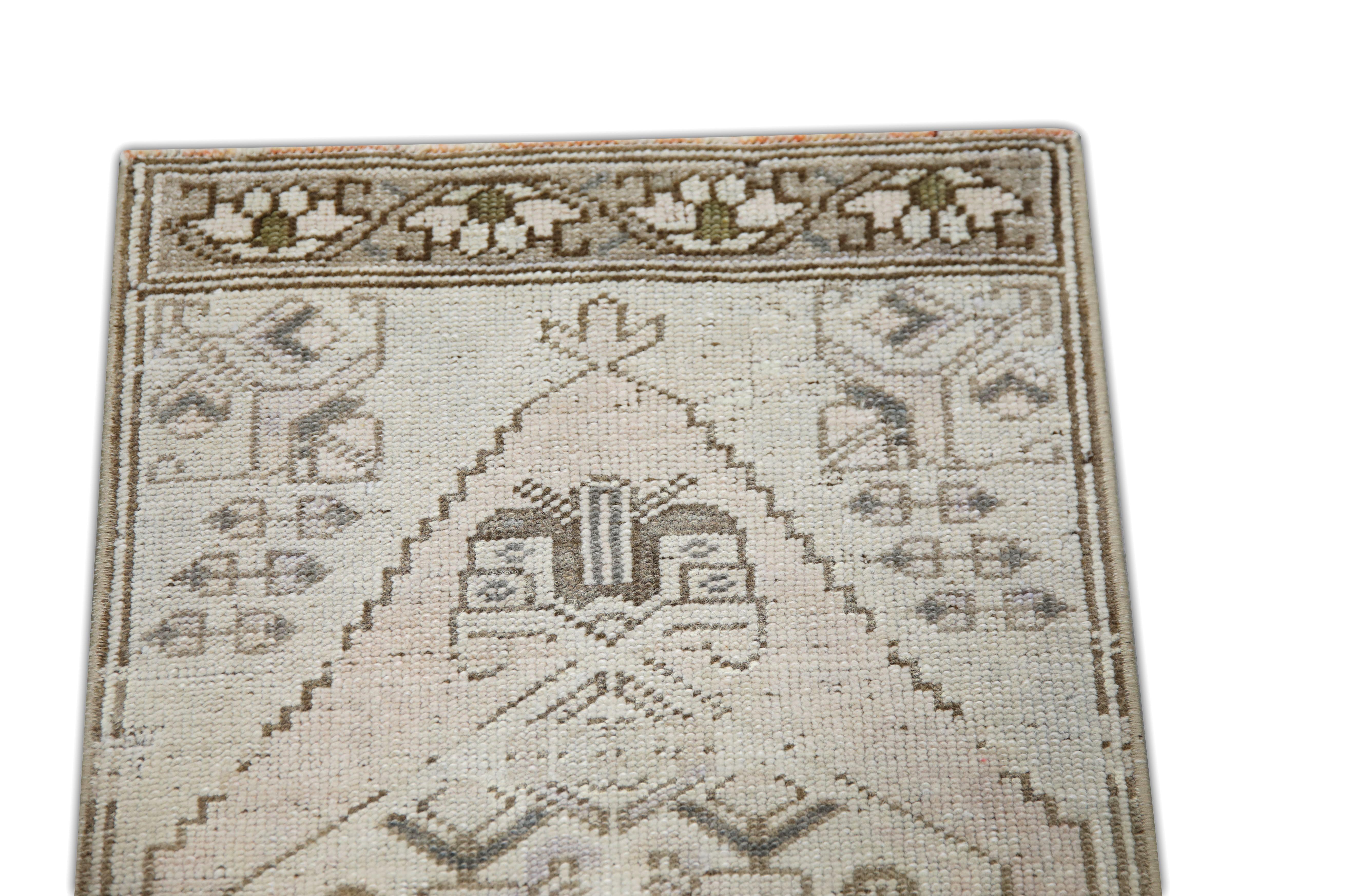 Mini Alfombra Turca Vintage Oriental Anudada a Mano 1'4