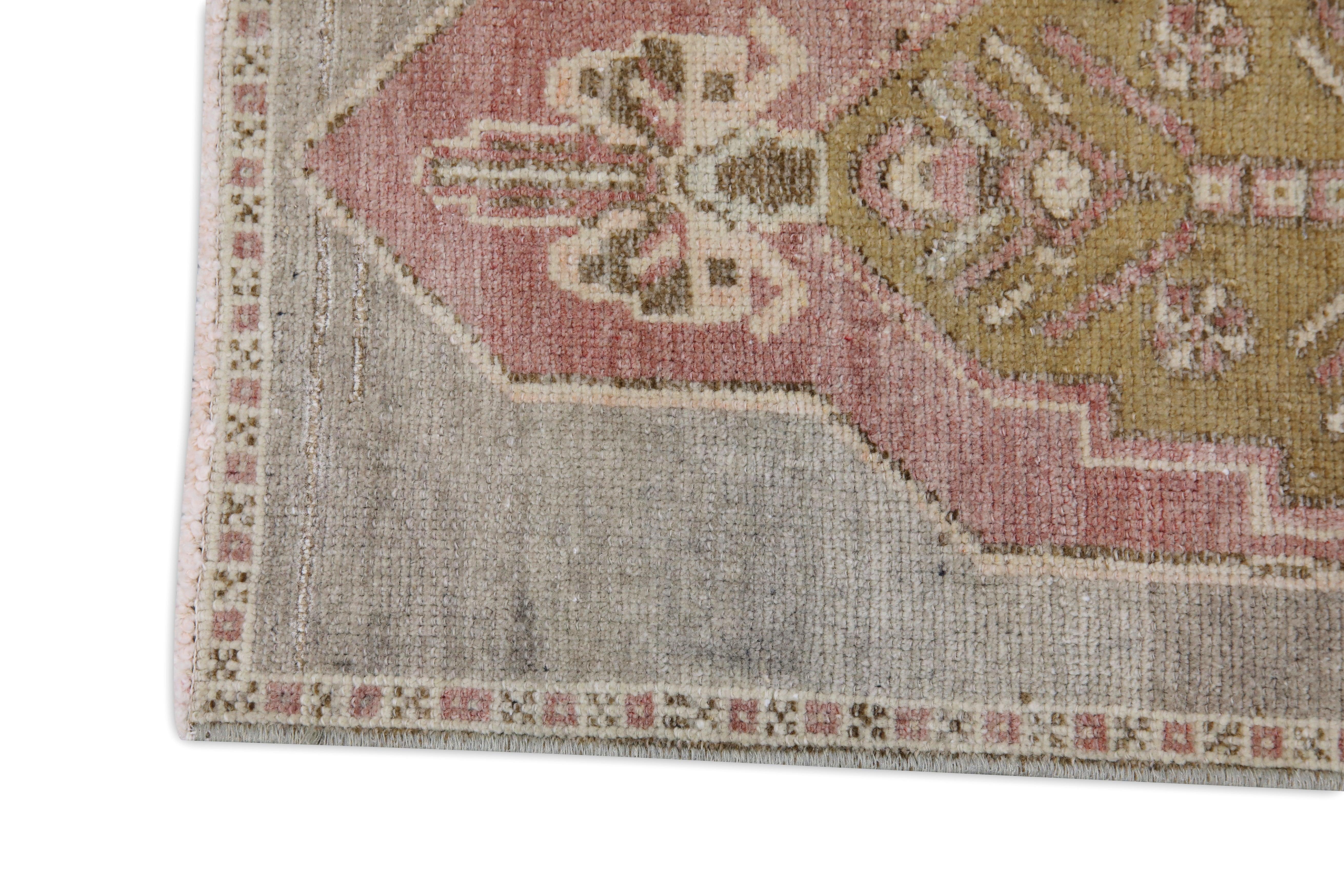 Hand-Knotted Oriental Hand Knotted Vintage Turkish Mini Rug 1'4