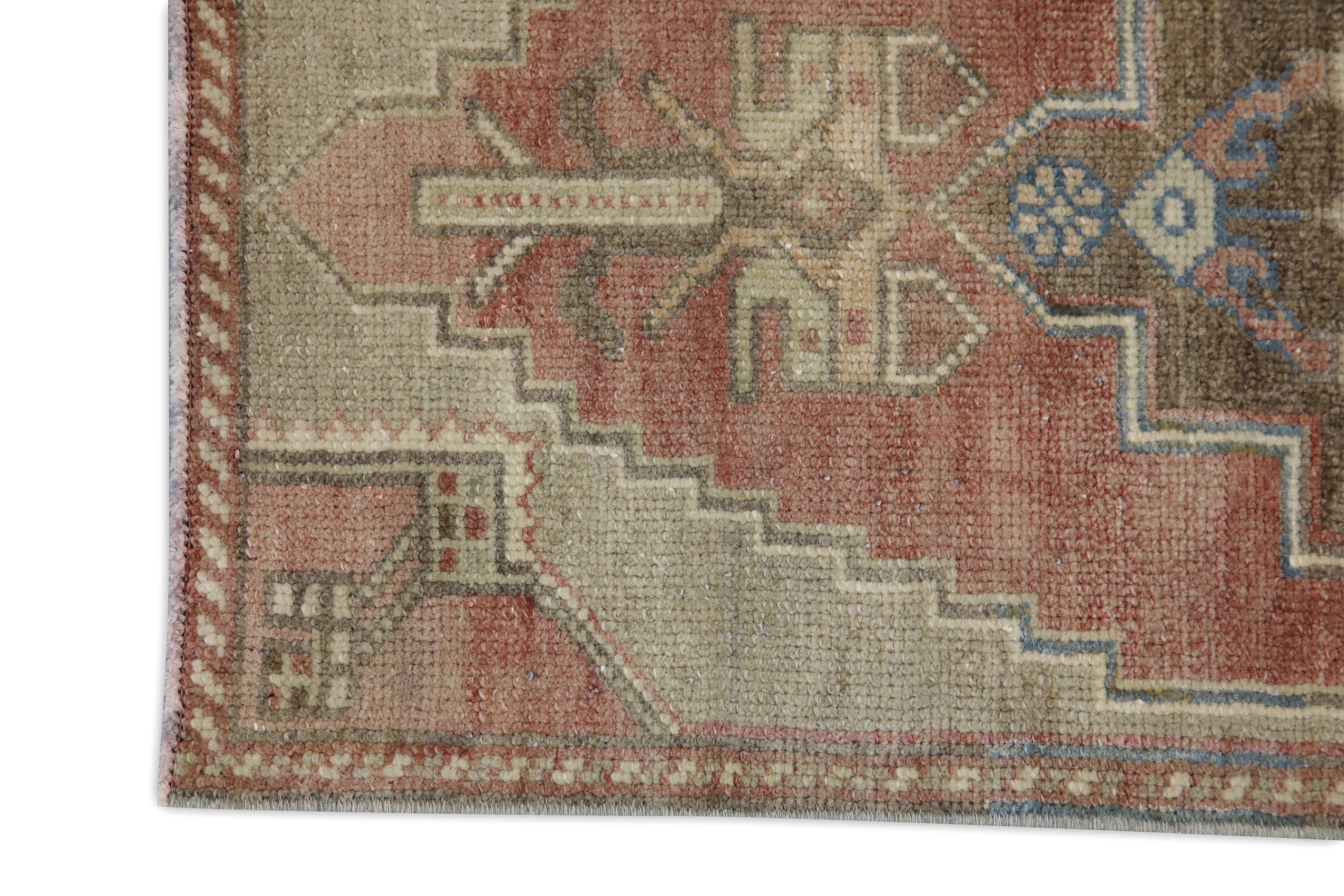 Orientalischer handgeknüpfter türkischer Vintage-Miniteppich 1'4