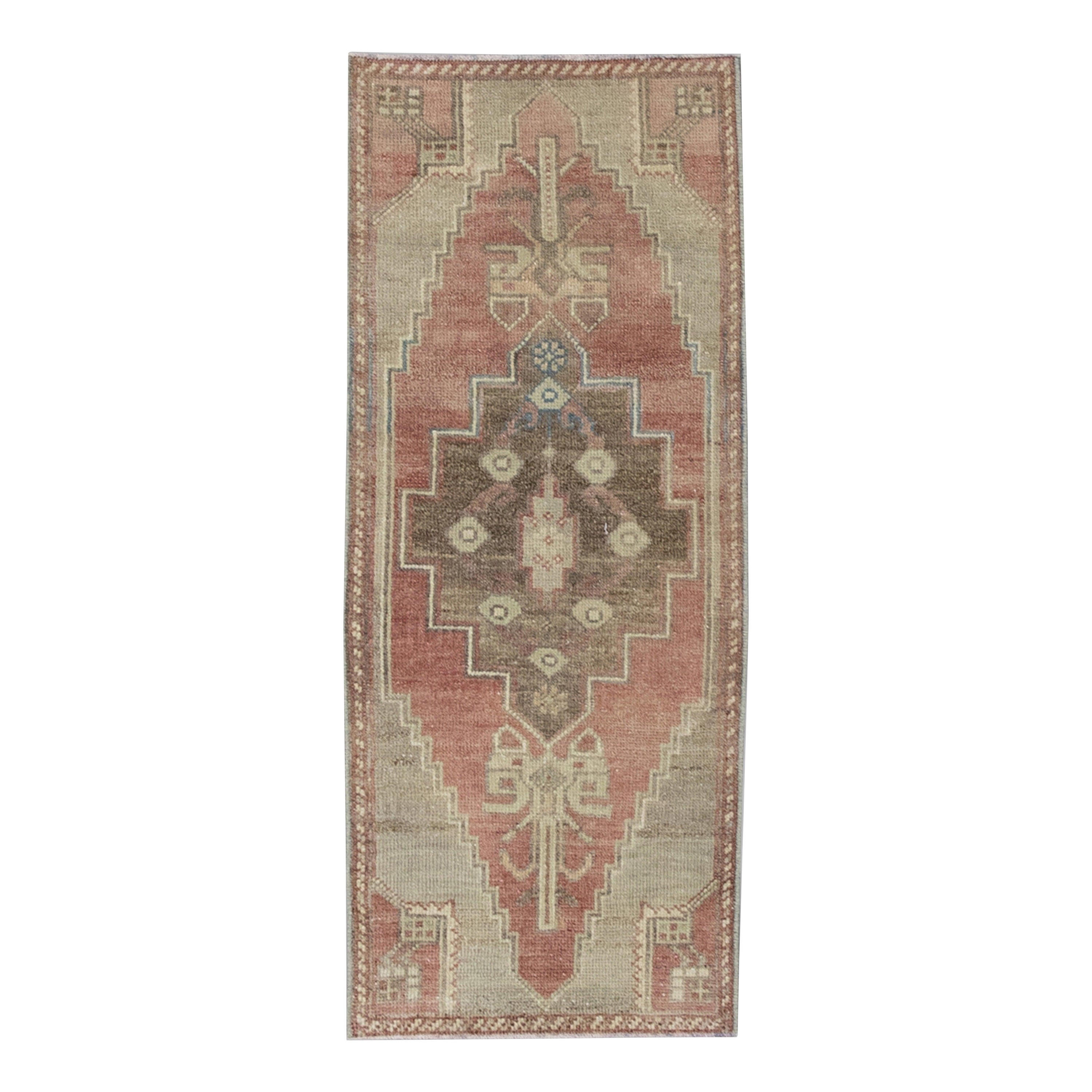 Orientalischer handgeknüpfter türkischer Vintage-Miniteppich 1'4" x 3'2" #8927