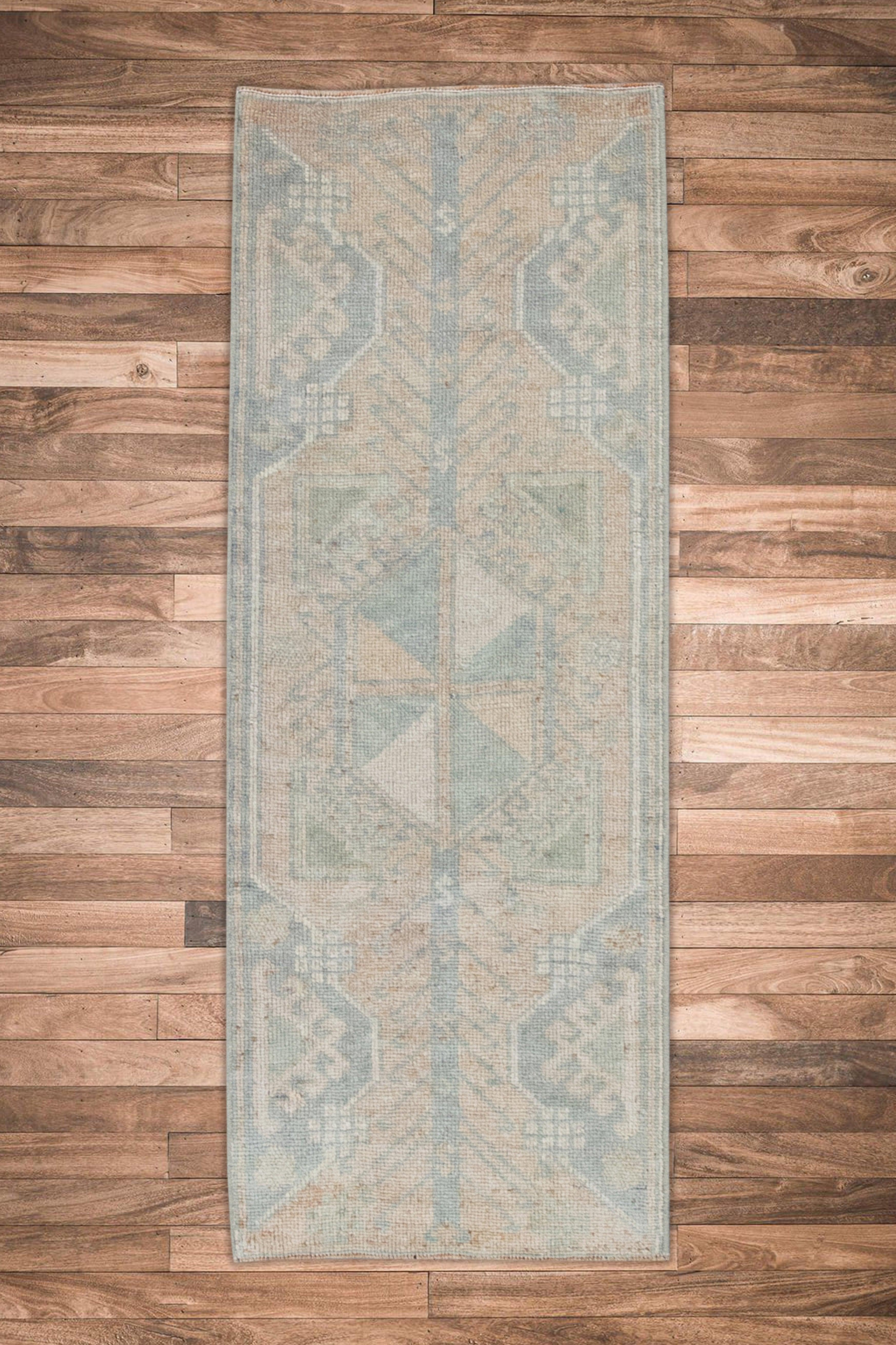 Oriental Hand Knotted Vintage Turkish Mini Rug 1'4