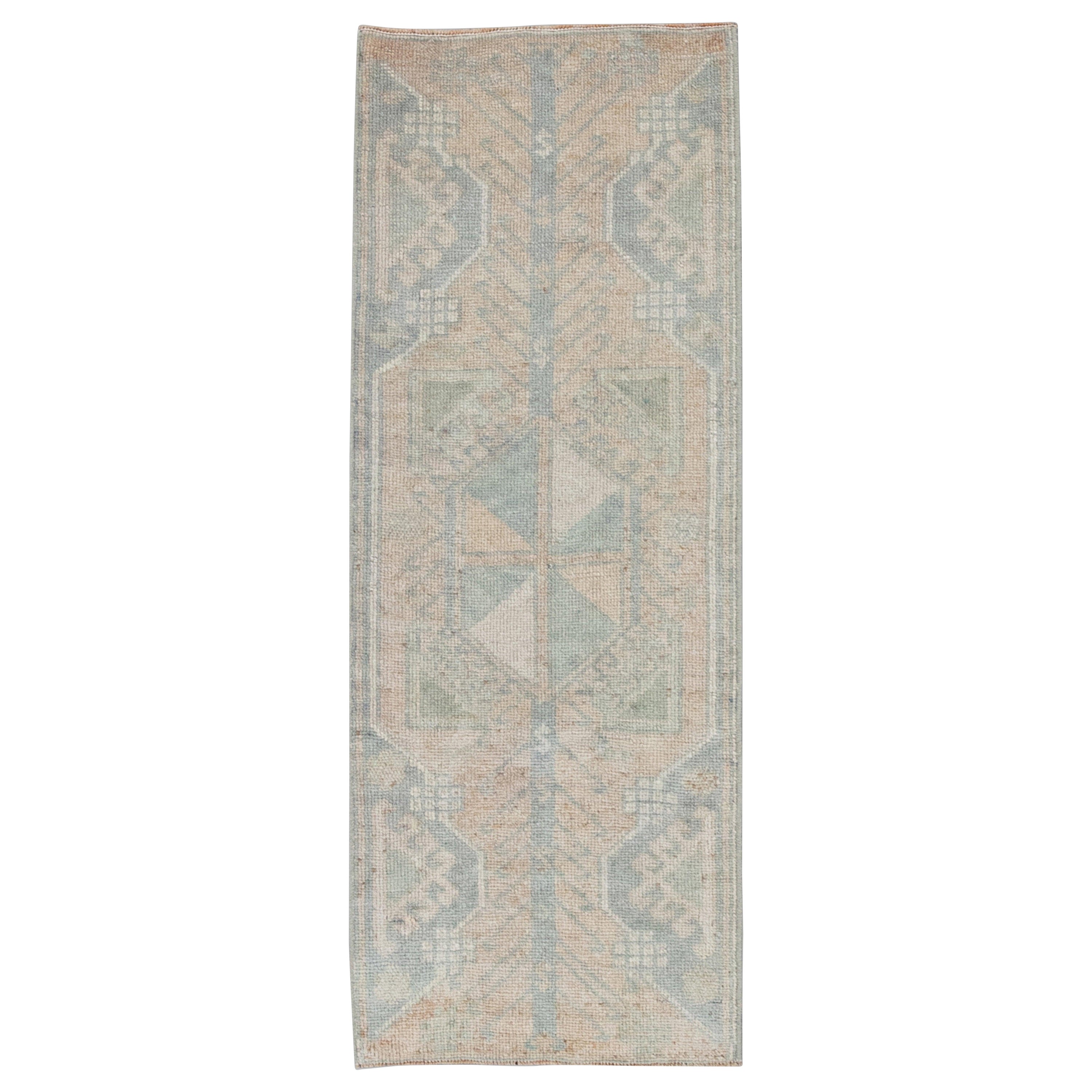 Oriental Hand Knotted Vintage Turkish Mini Rug 1'4" x 3'7" #8664 For Sale