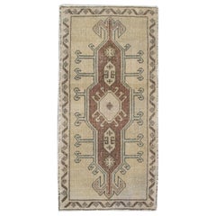 Mini Alfombra Turca Vintage Oriental Anudada a Mano 1'5" x 3' #33