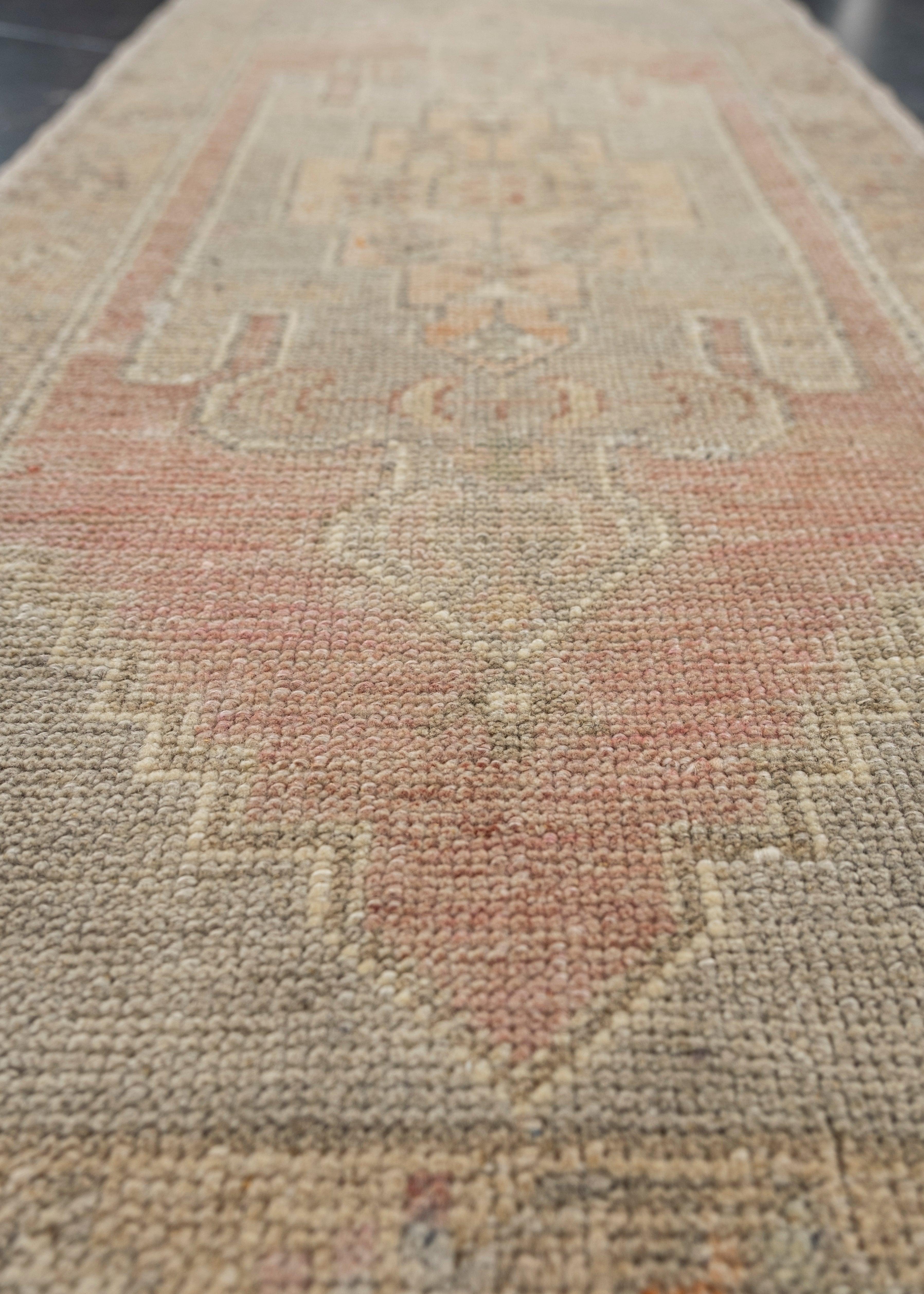 Hand-Knotted Oriental Hand Knotted Vintage Turkish Mini Rug 1'5