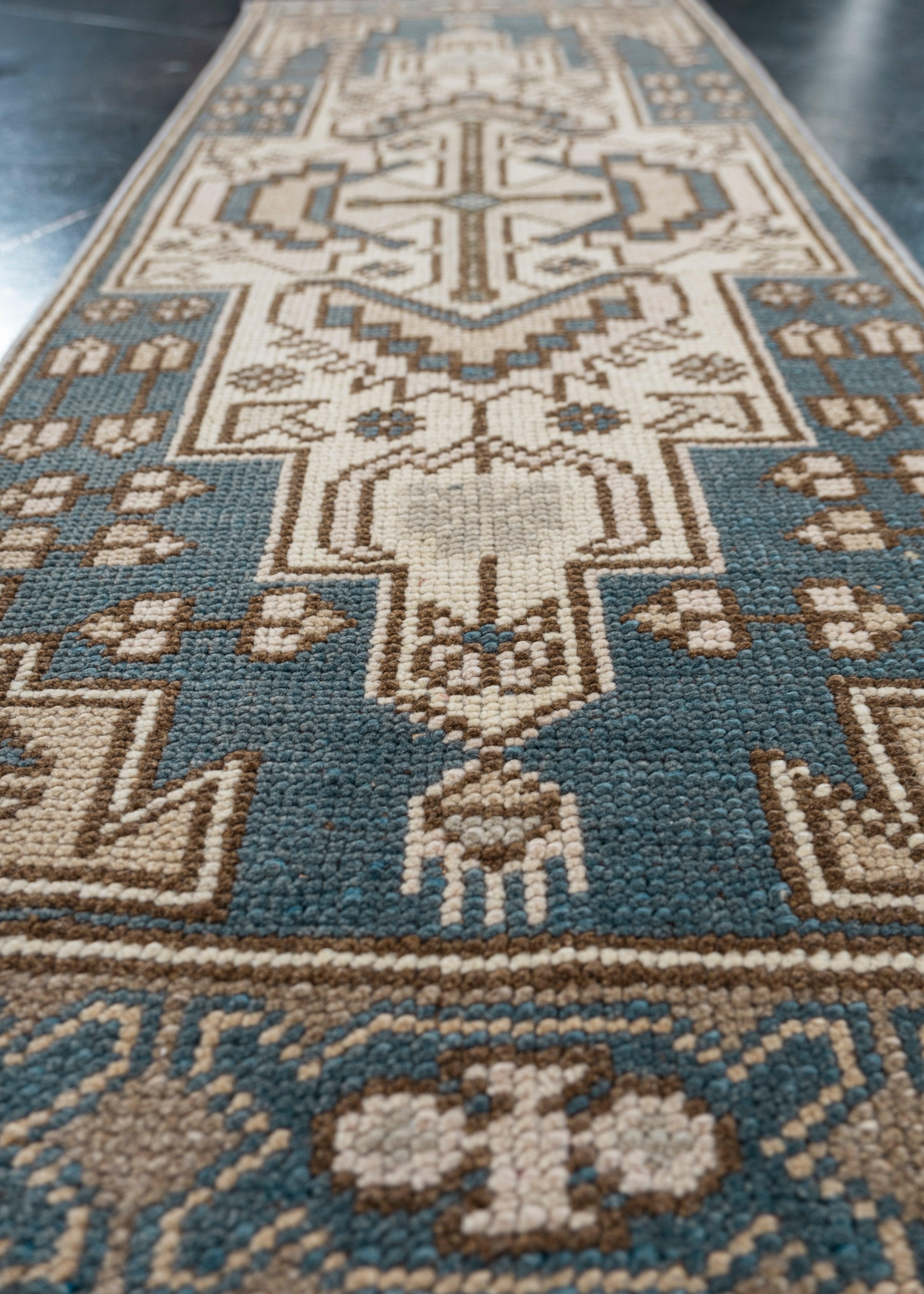 Turc Mini tapis turc vintage noué à la main 1'5