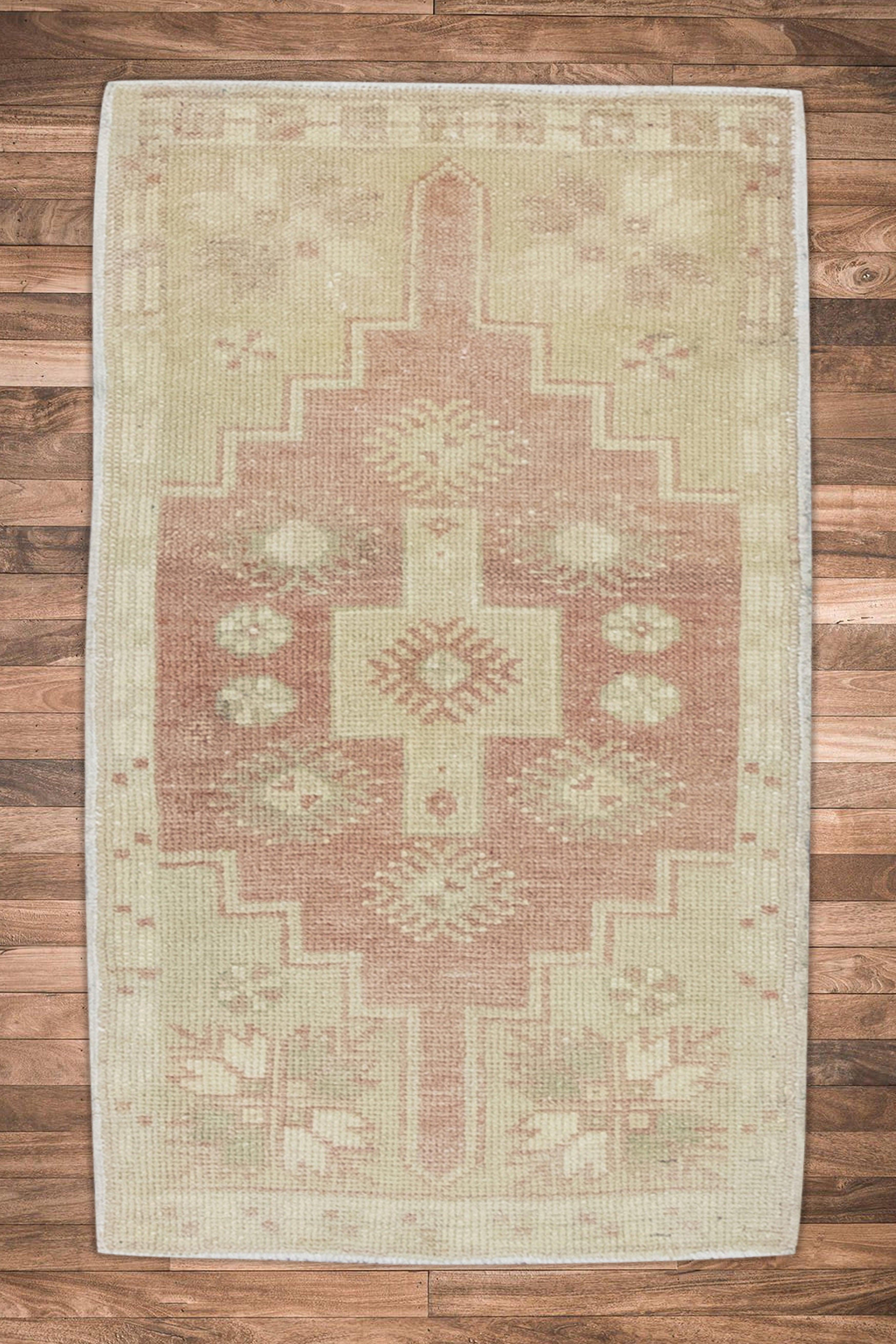 Oriental Hand Knotted Vintage Turkish Mini Rug 1'6