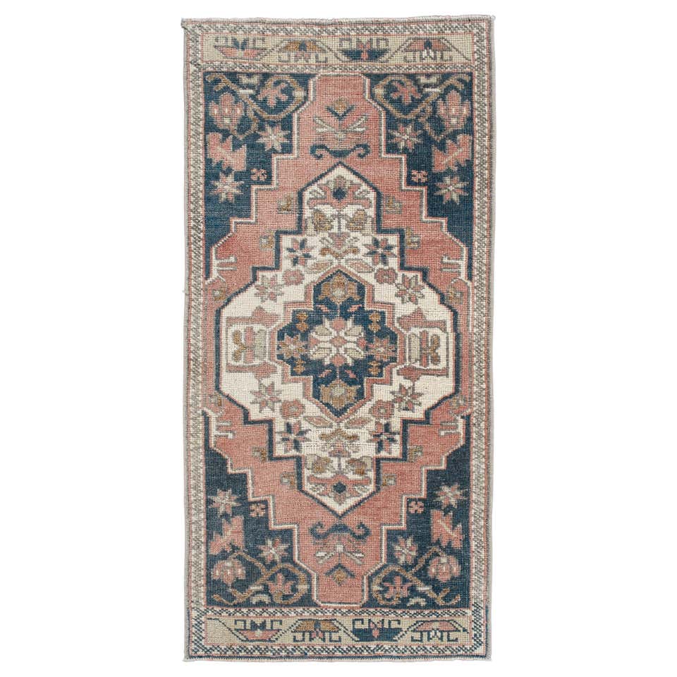 Oriental Hand Knotted Vintage Turkish Mini Rug 1'8