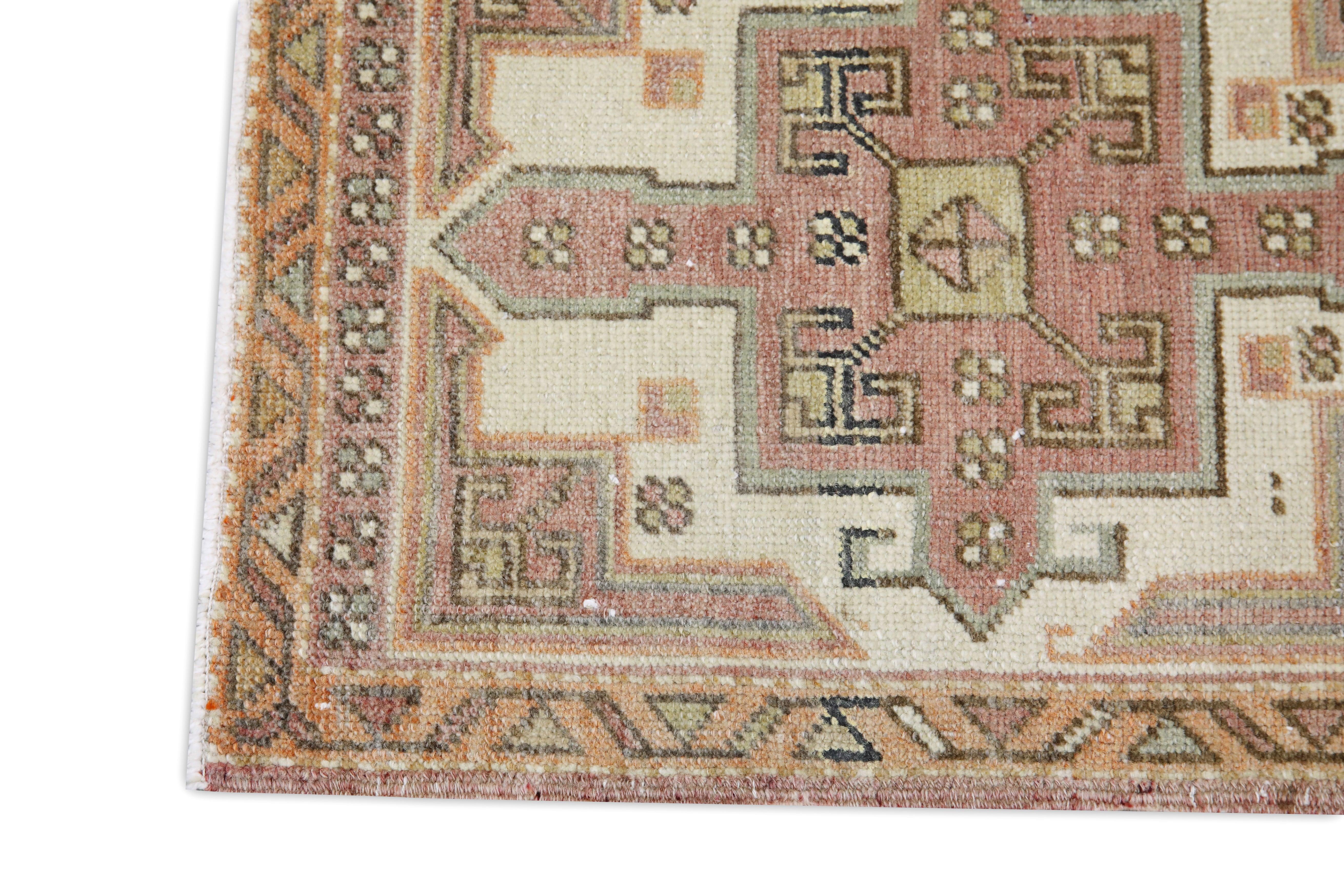 Hand-Knotted Oriental Hand Knotted Vintage Turkish Mini Rug 1'6