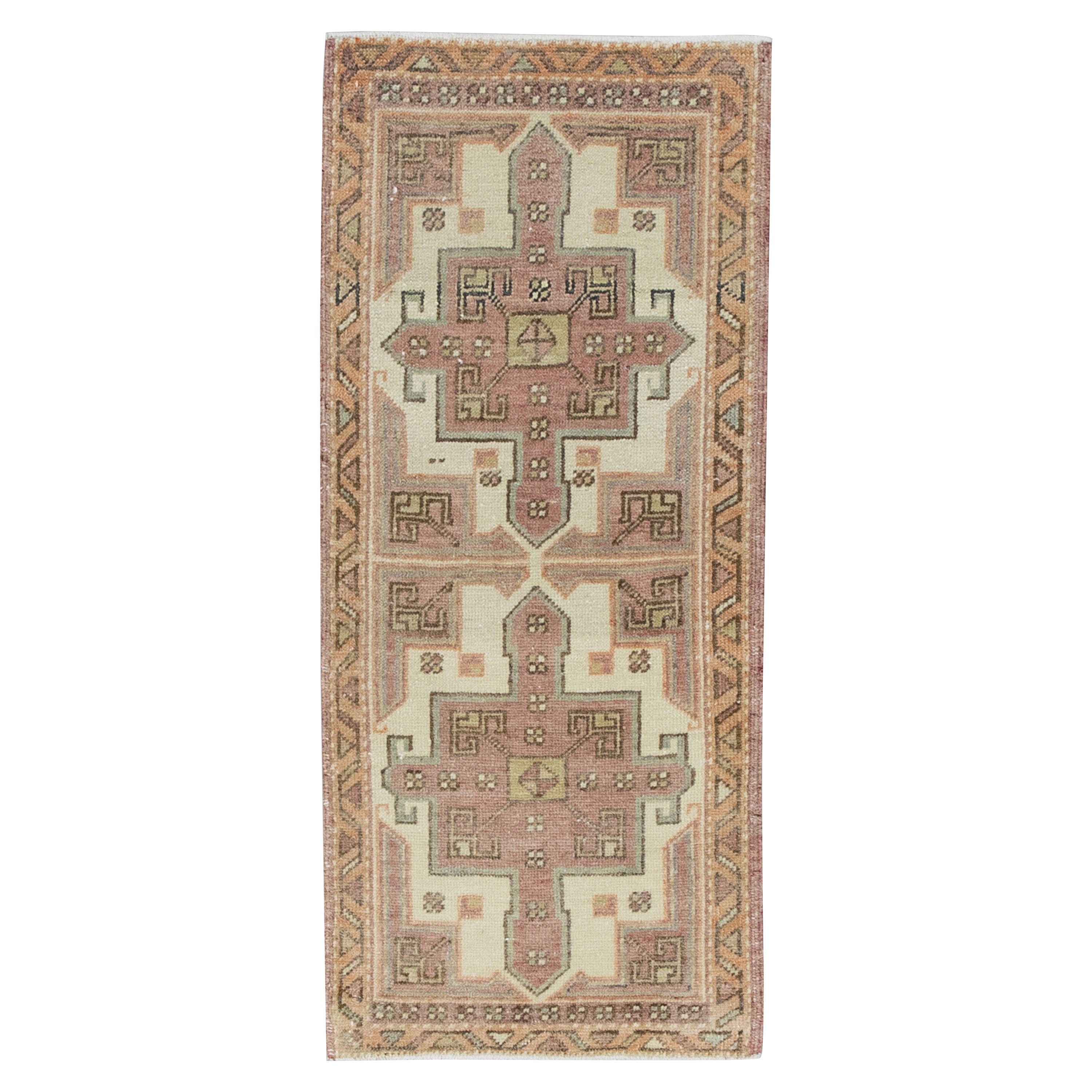 Orientalischer handgeknüpfter türkischer Vintage-Miniteppich 1'6" x 3'3" #8741 im Angebot