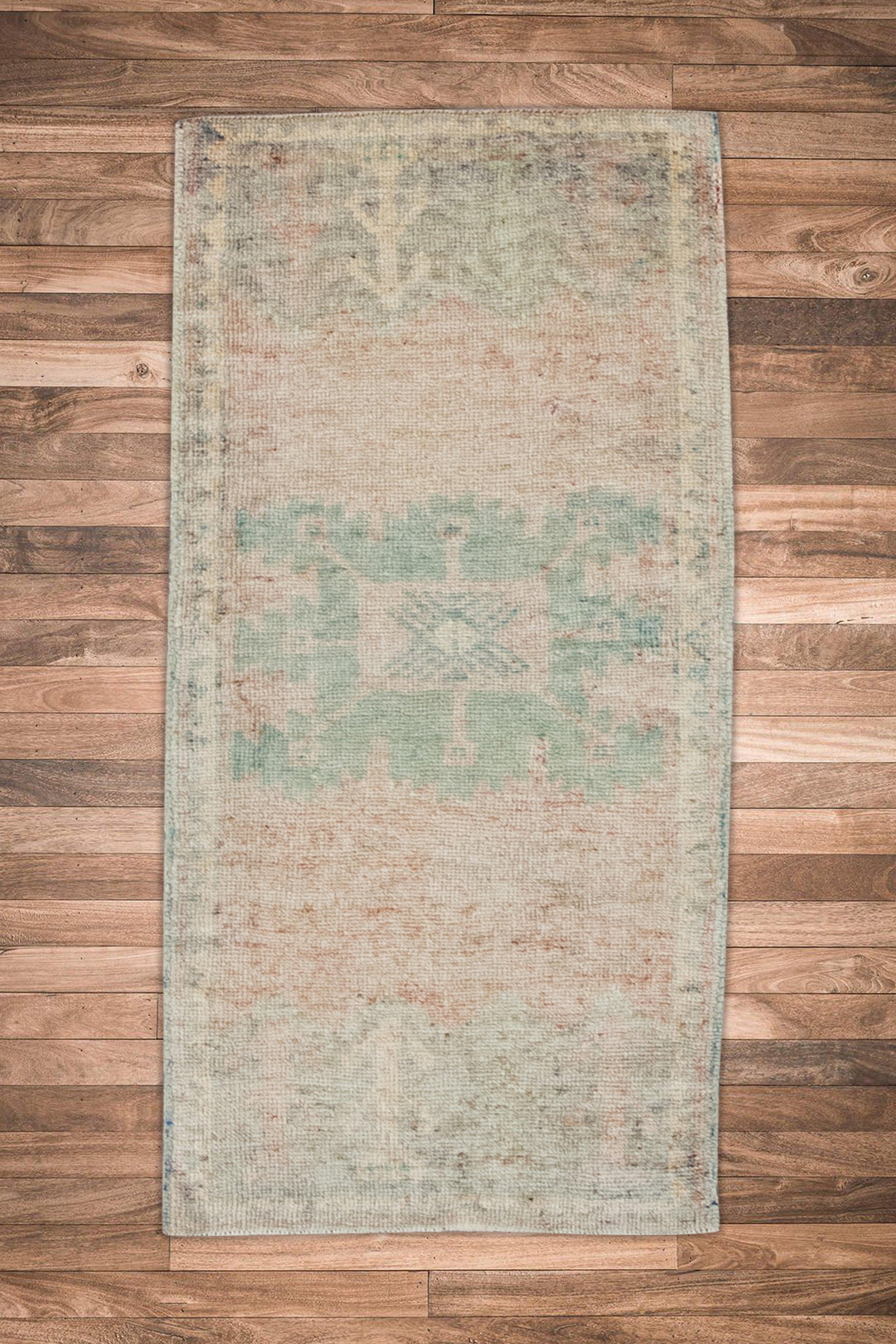 Oriental Hand Knotted Vintage Turkish Mini Rug 1'6