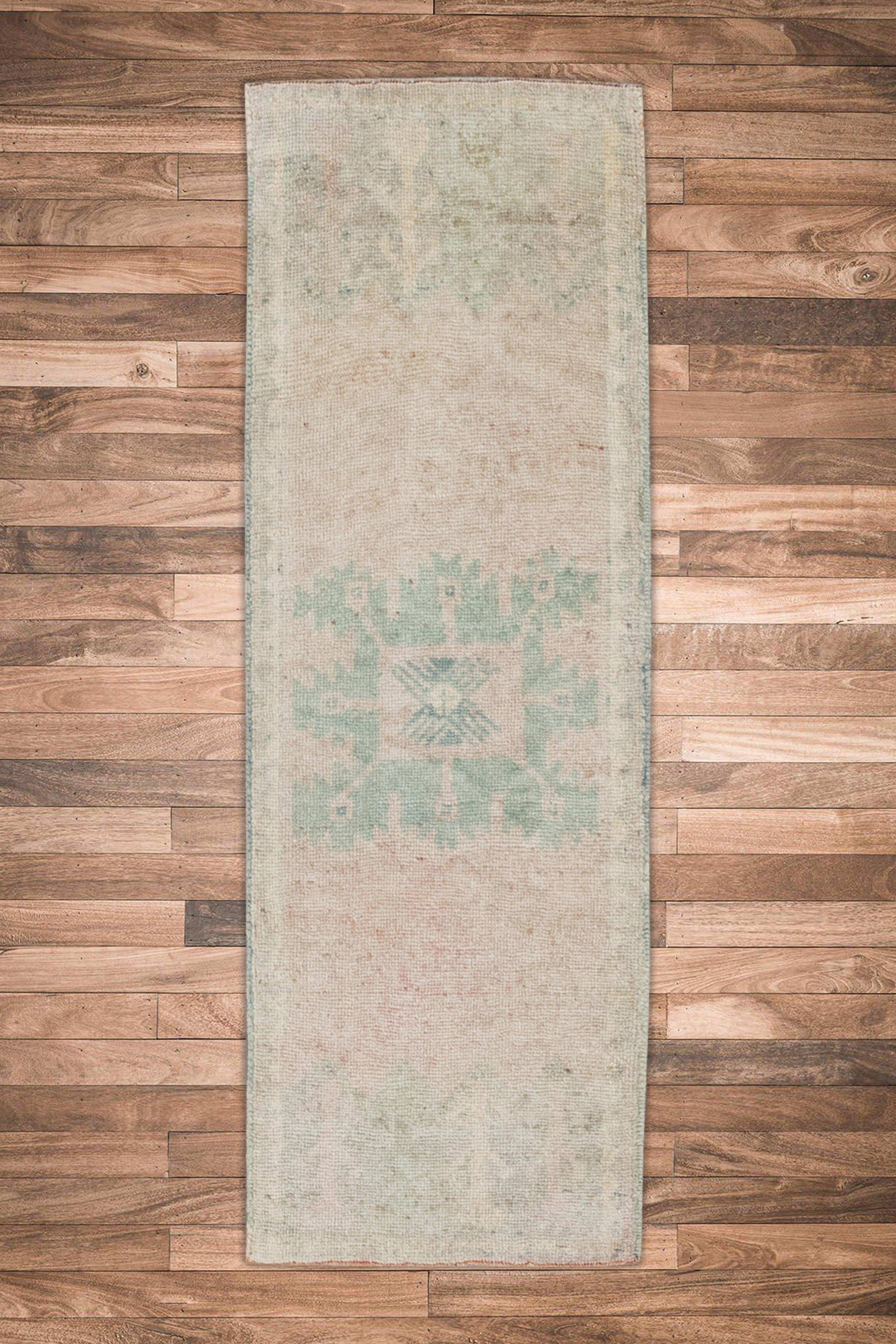 Oriental Hand Knotted Vintage Turkish Mini Rug 1'6