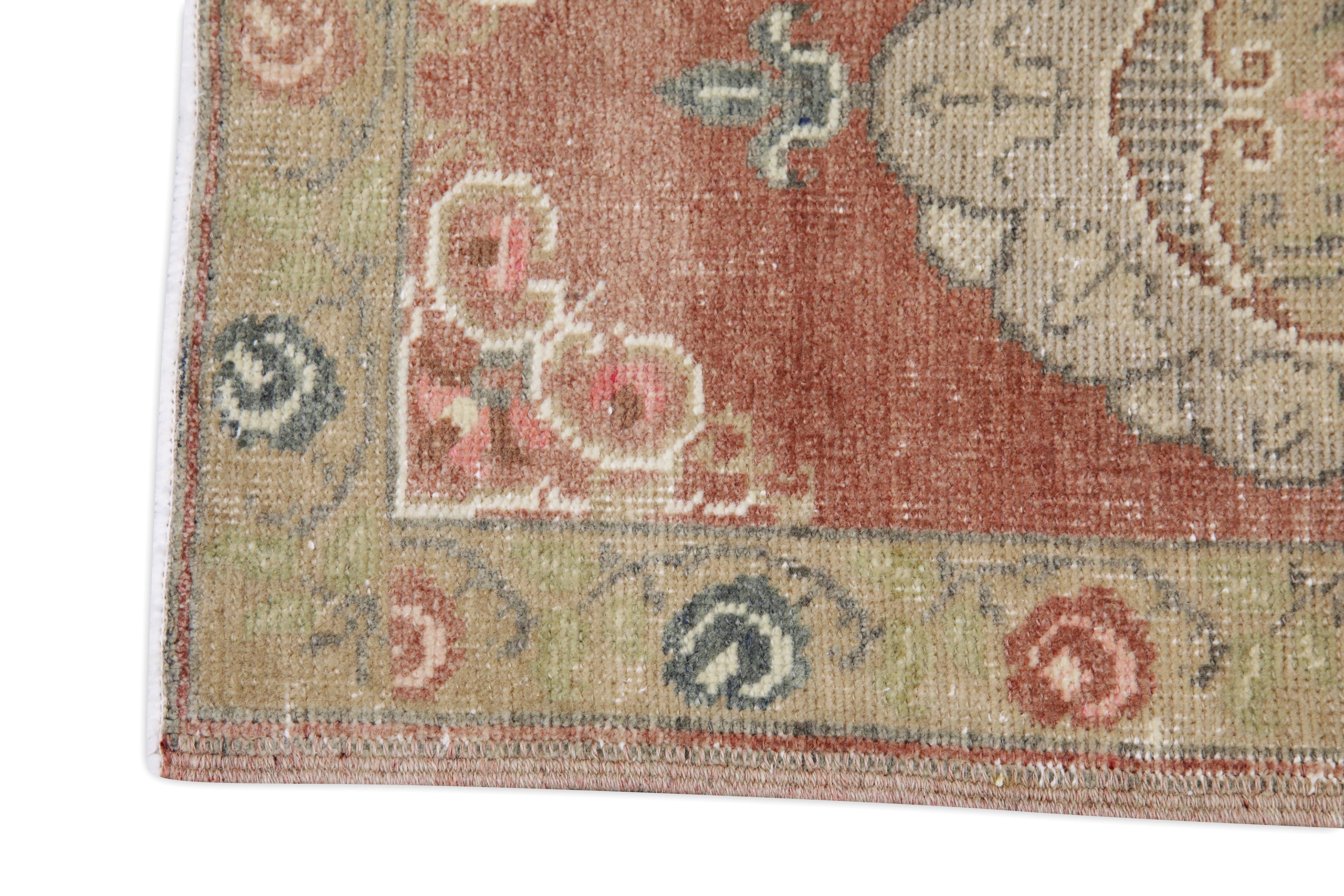 Hand-Knotted Oriental Hand Knotted Vintage Turkish Mini Rug 1'7