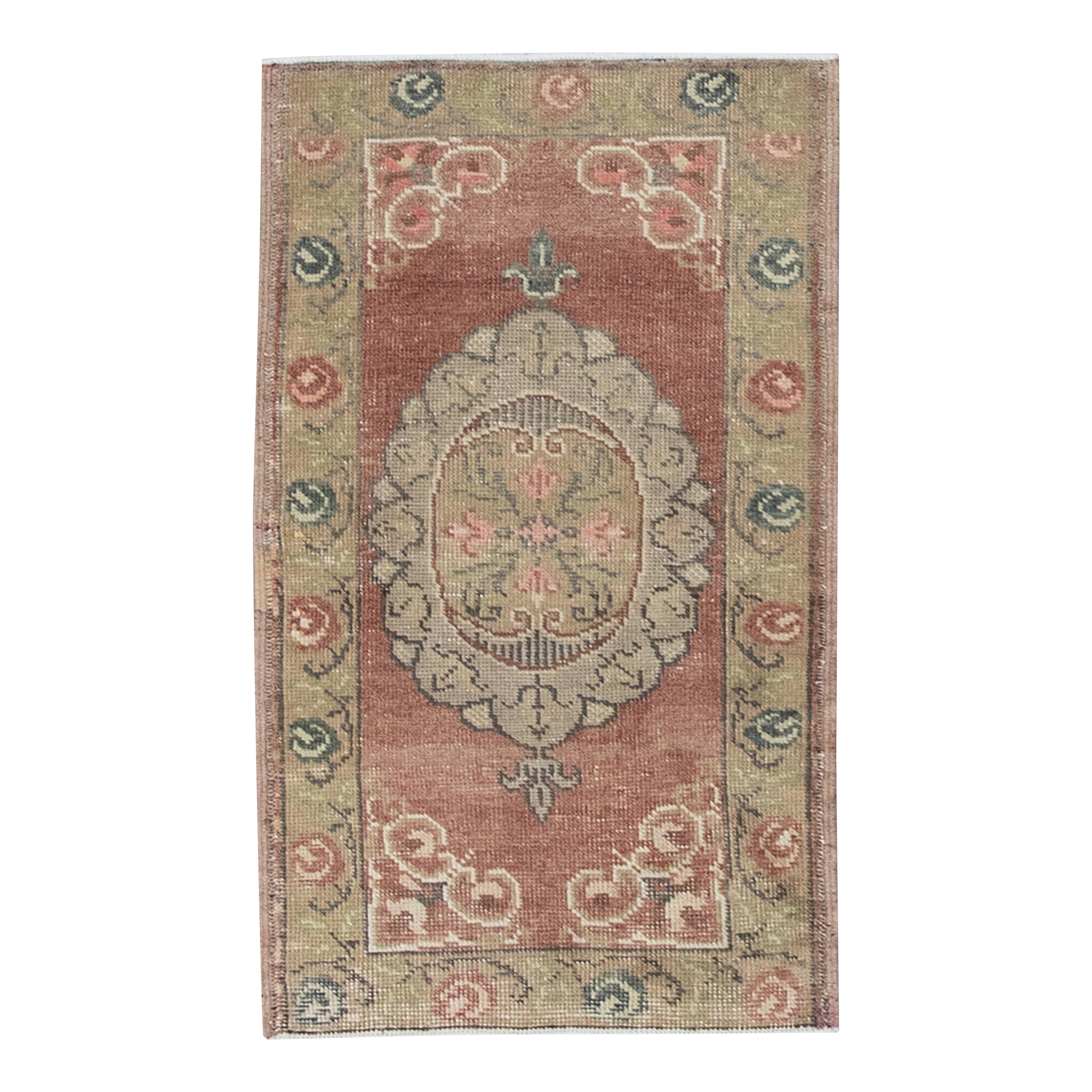 Orientalischer handgeknüpfter türkischer Vintage-Miniteppich 1'7" x 2'11" #8868