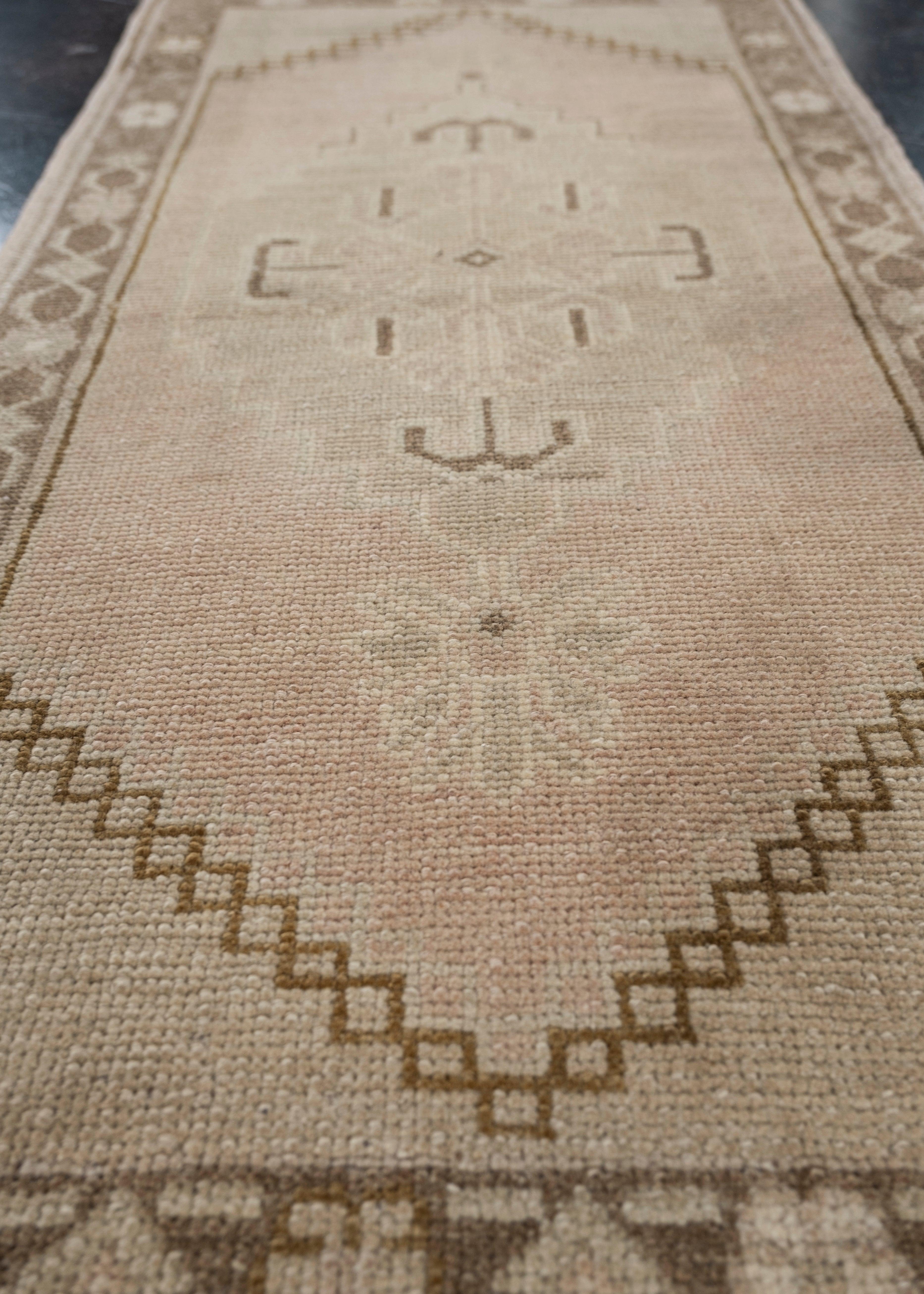 Hand-Knotted Oriental Hand Knotted Vintage Turkish Mini Rug 1'7