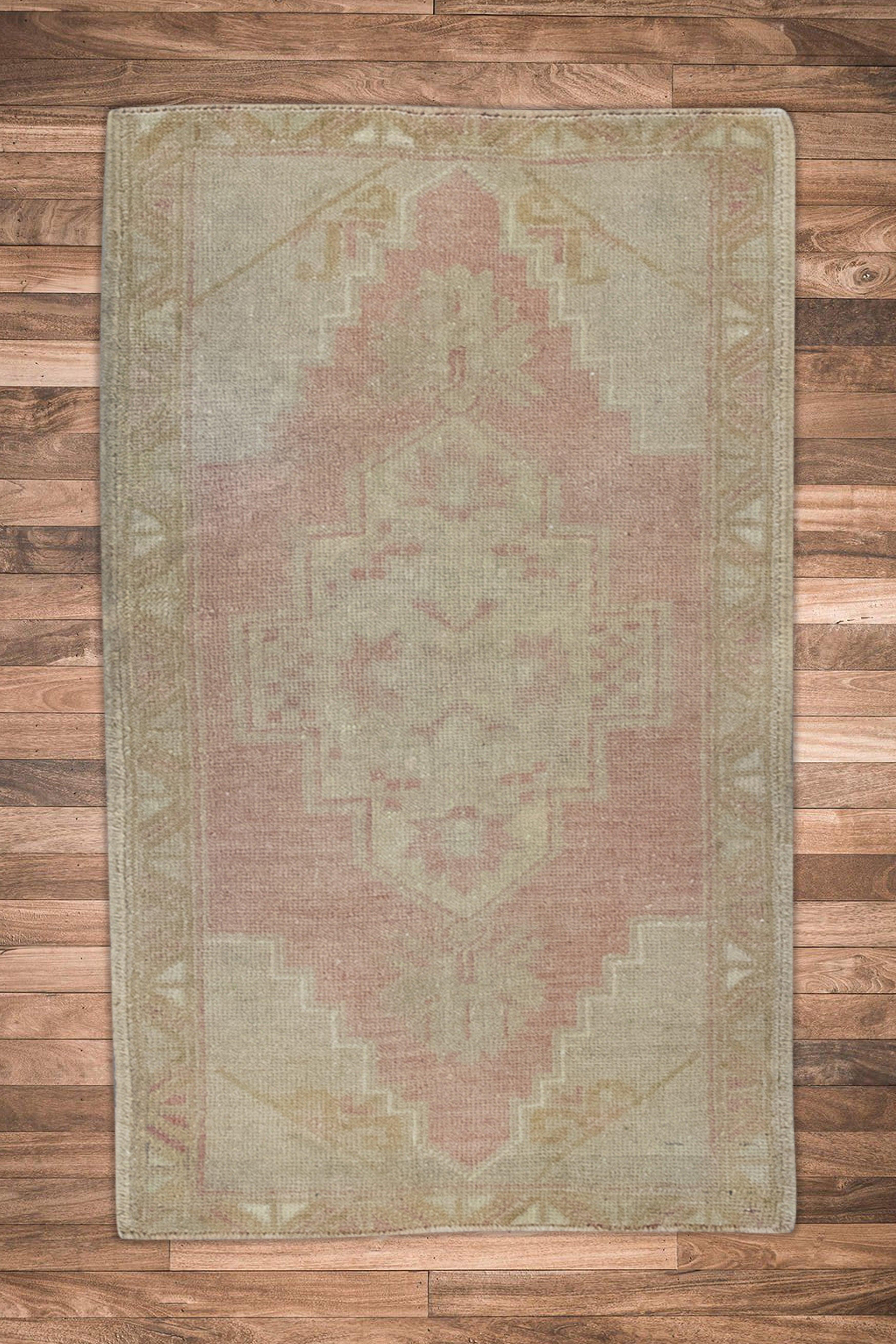 Contemporary Oriental Hand Knotted Vintage Turkish Mini Rug 1'7