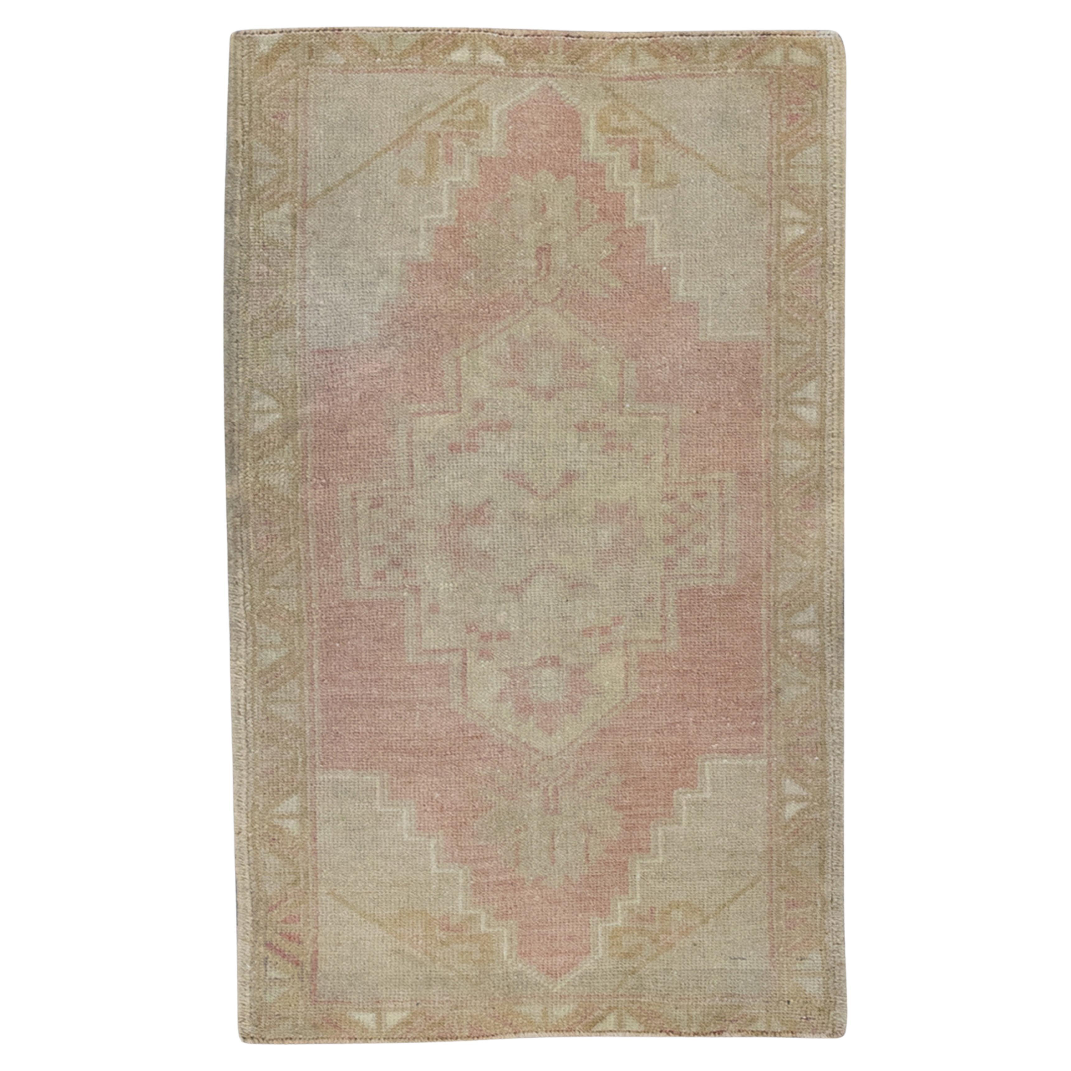 Oriental Hand Knotted Vintage Turkish Mini Rug 1'7" x 3' #8709 For Sale
