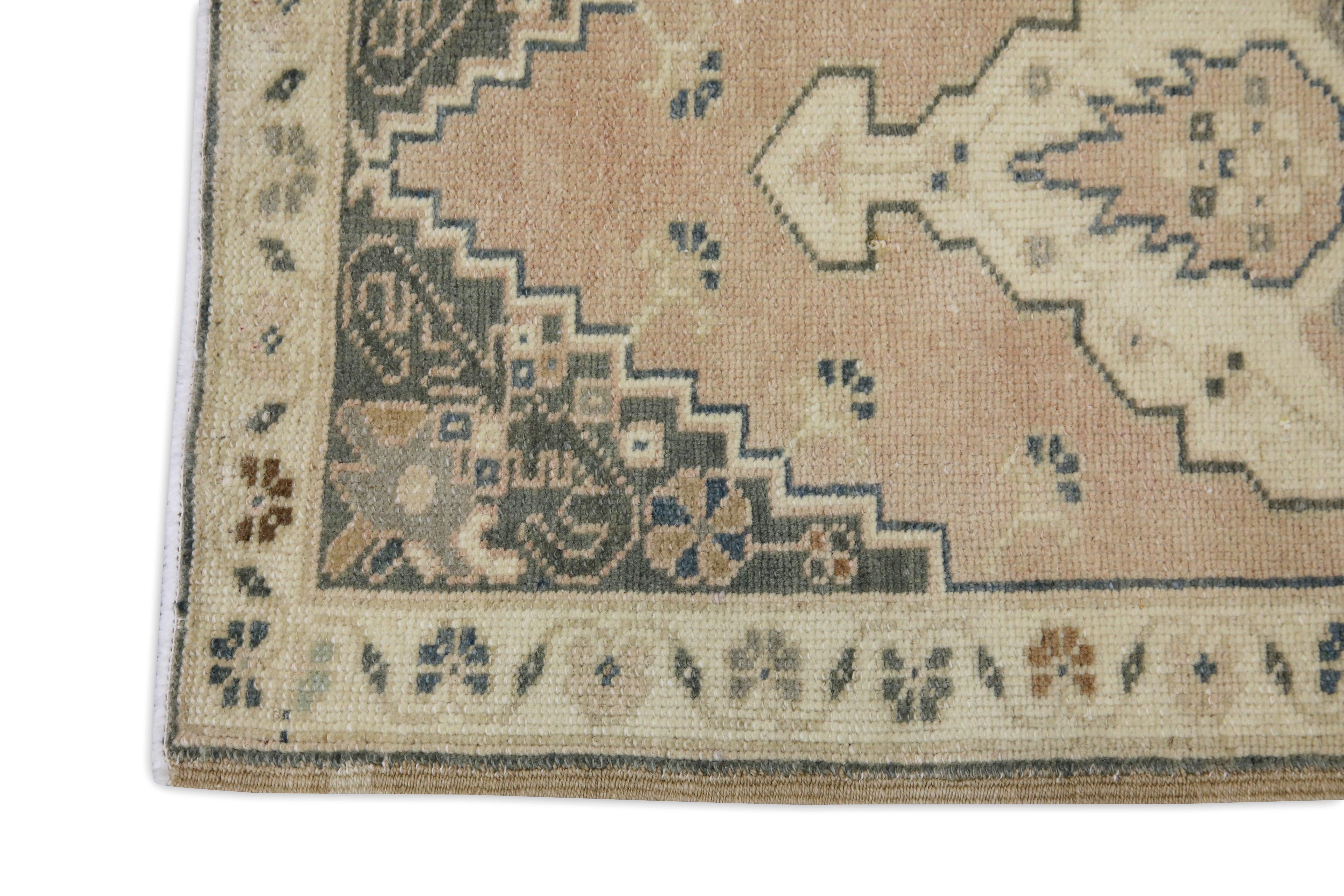 Hand-Knotted Oriental Hand Knotted Vintage Turkish Mini Rug 1'7