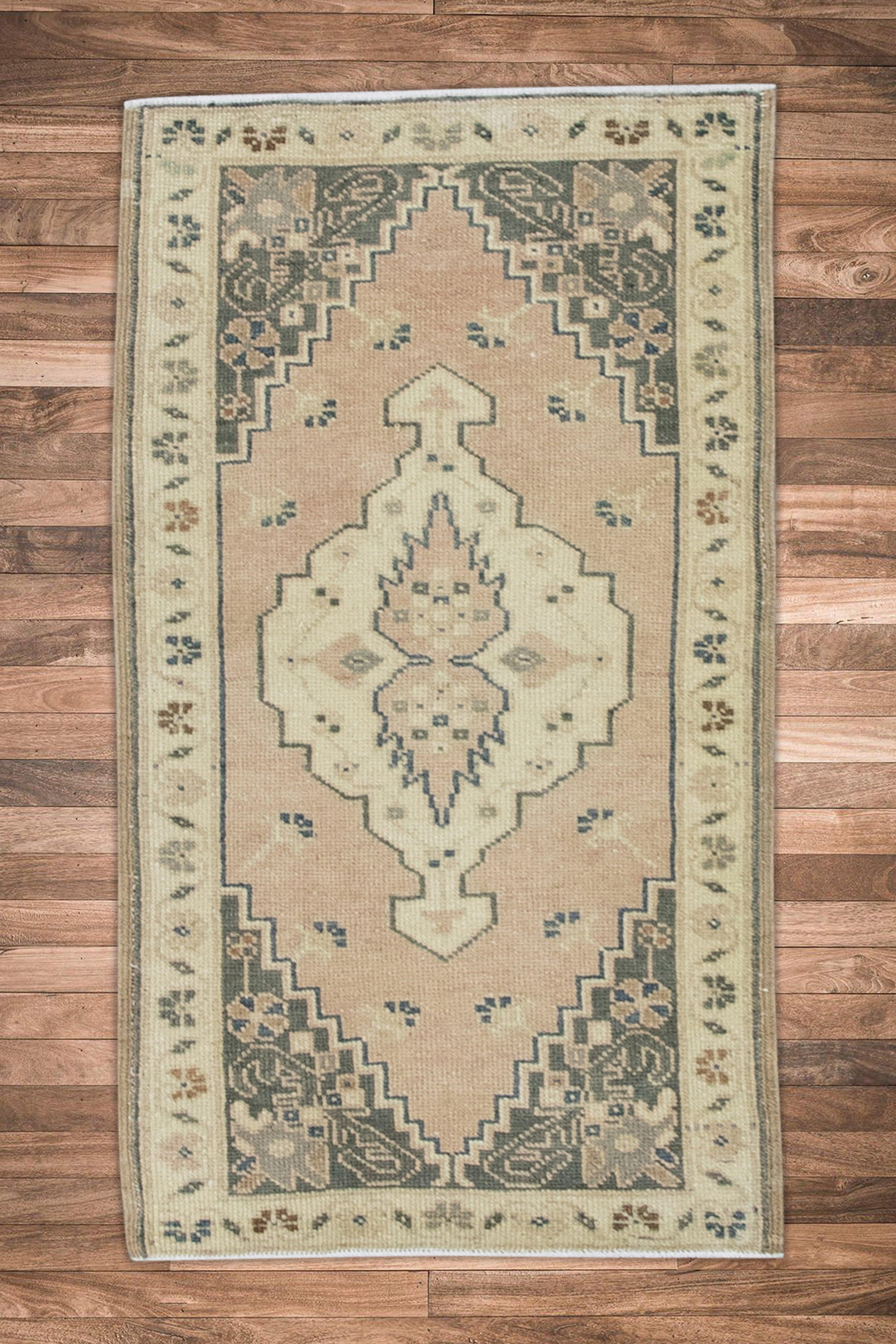 Annodato a mano Oriental Hand Knots Rugs Vintage Turkish Mini Rug 1'7