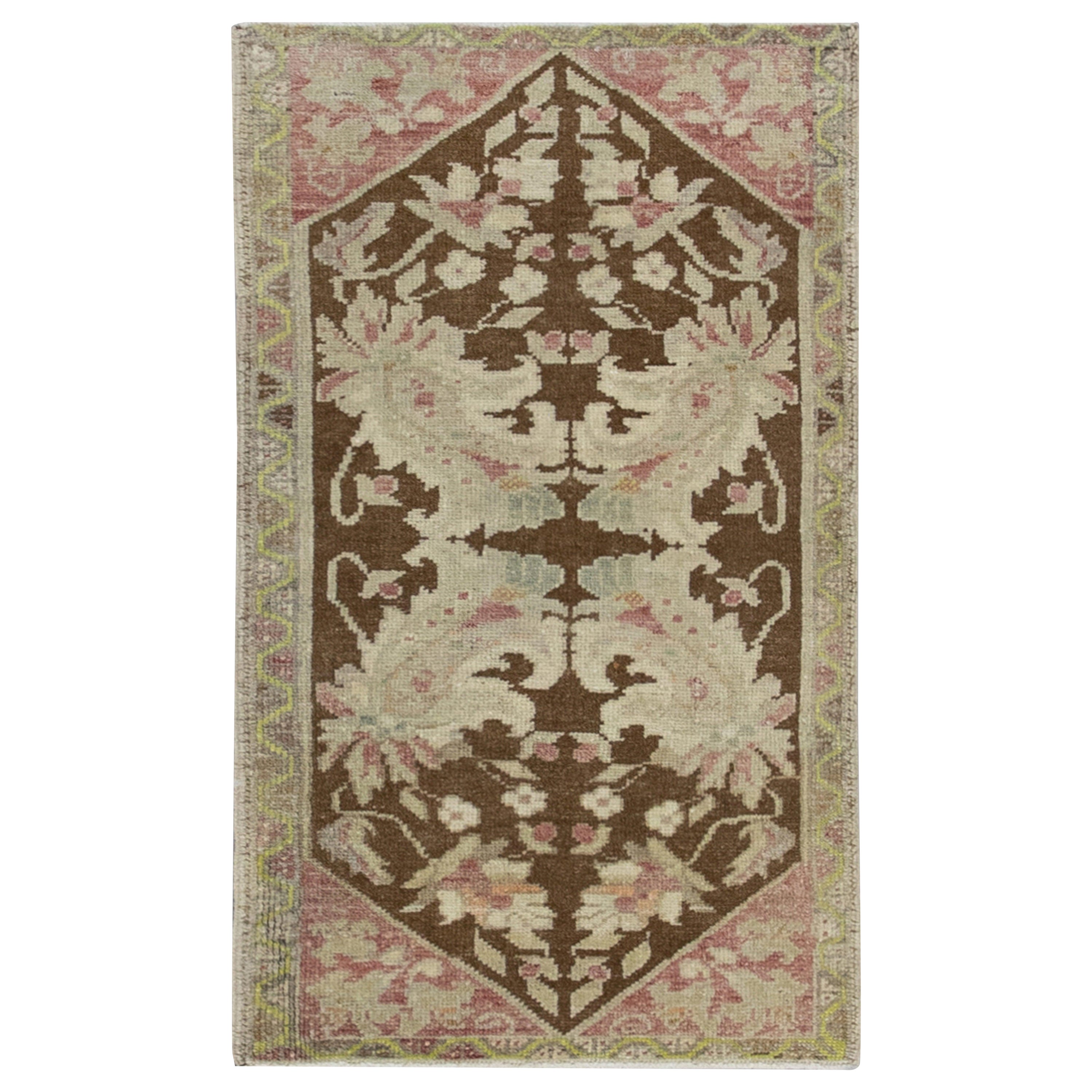 Orientalischer handgeknüpfter türkischer Vintage-Miniteppich 1'7" x 3'1" #8543