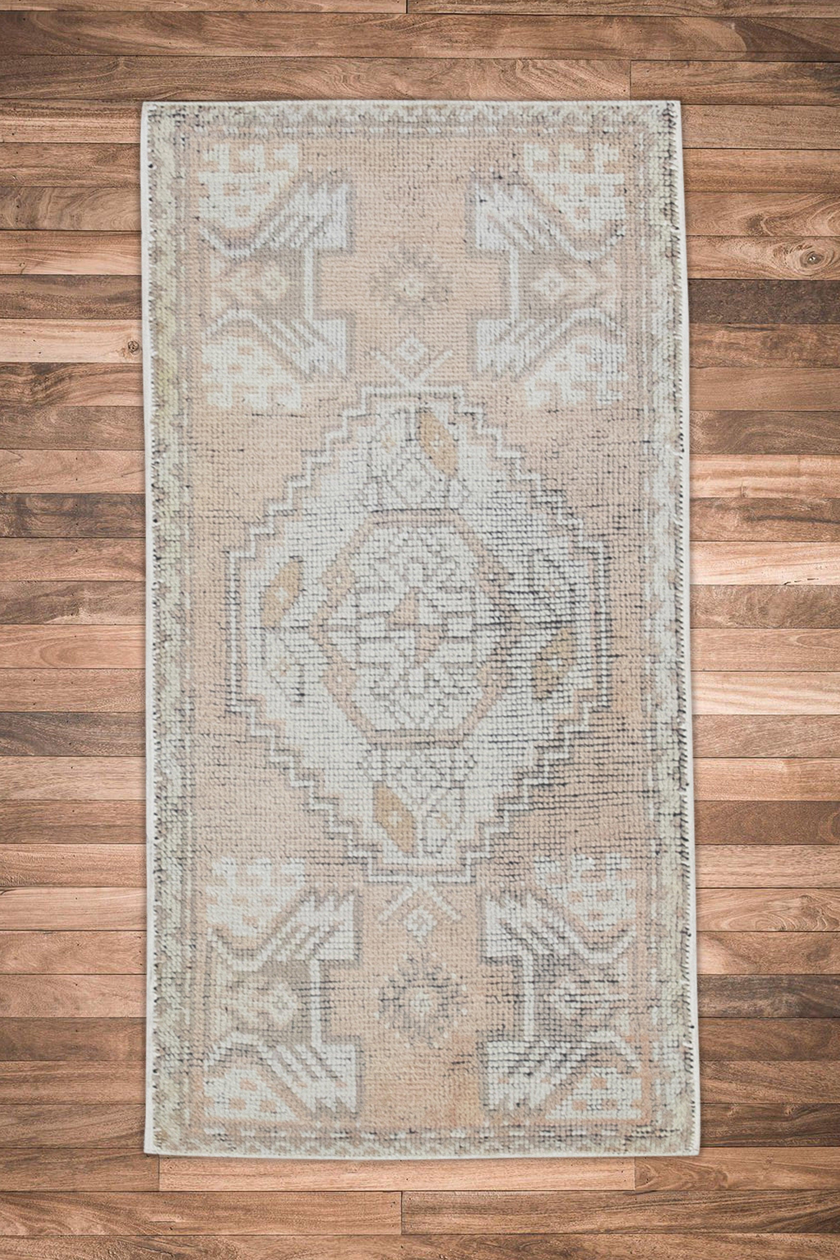 Annodato a mano Oriental Hand Knots Rugs Vintage Turkish Mini Rug 1'7
