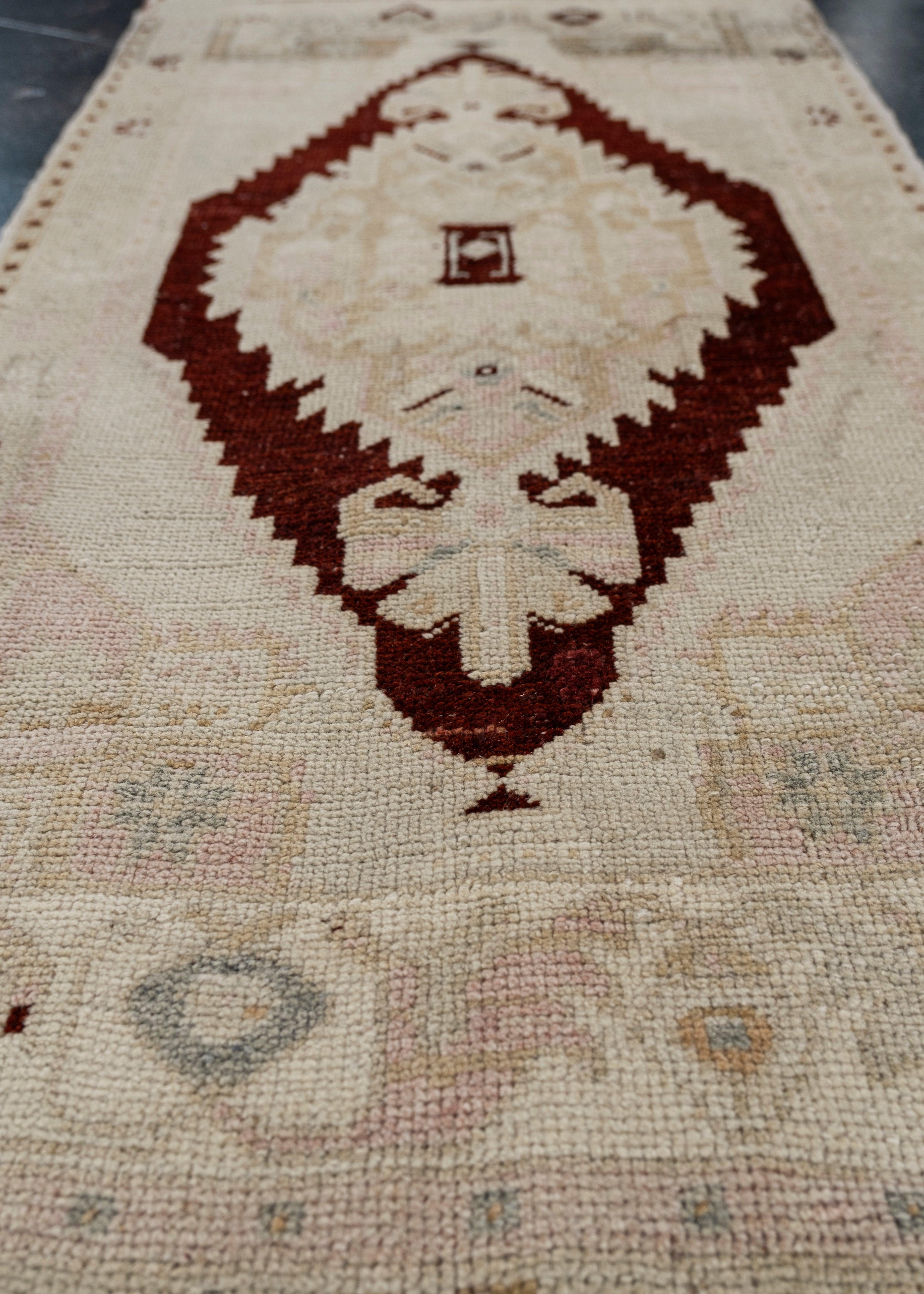 Hand-Knotted Oriental Hand Knotted Vintage Turkish Mini Rug 1'7
