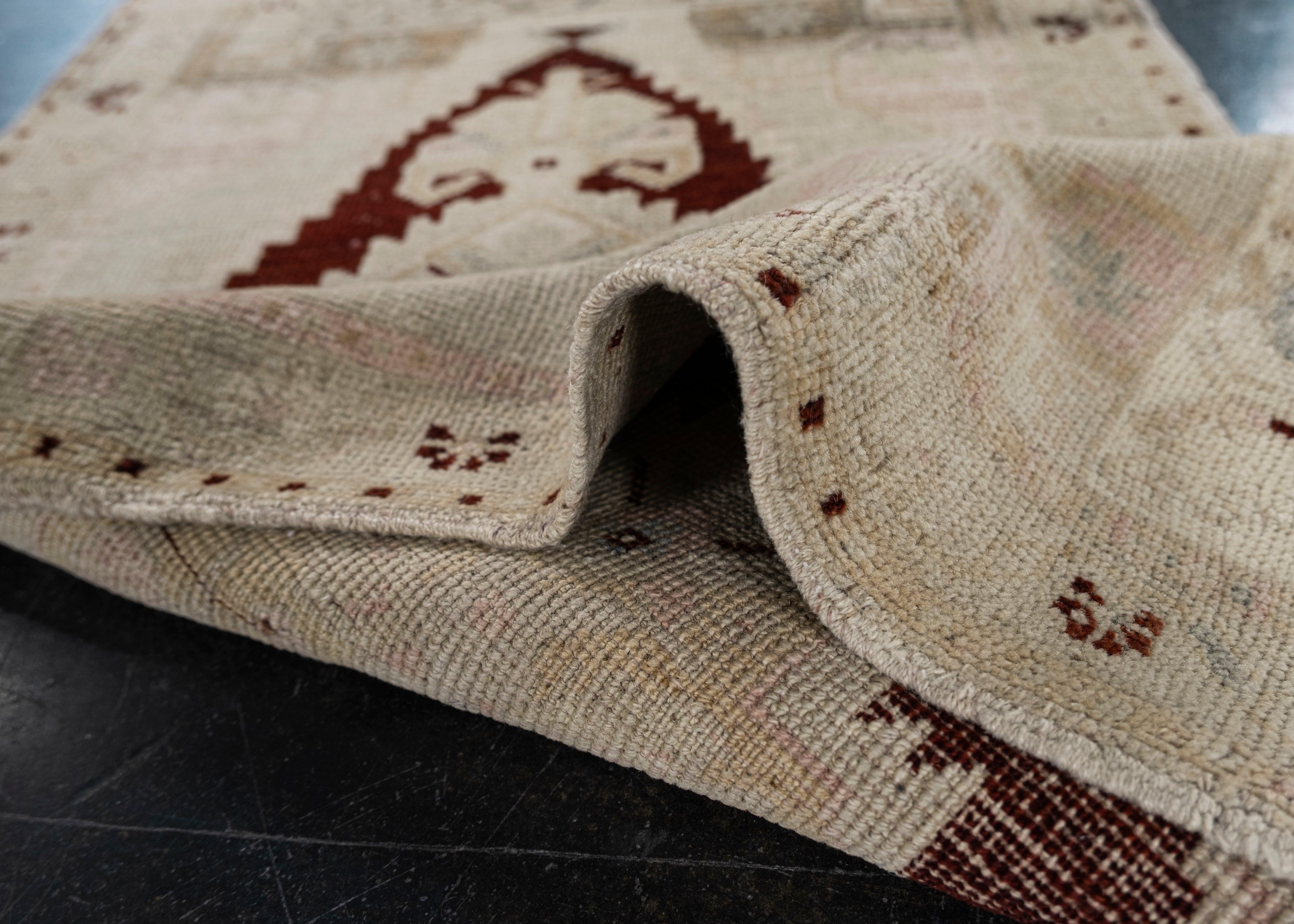Contemporary Oriental Hand Knotted Vintage Turkish Mini Rug 1'7