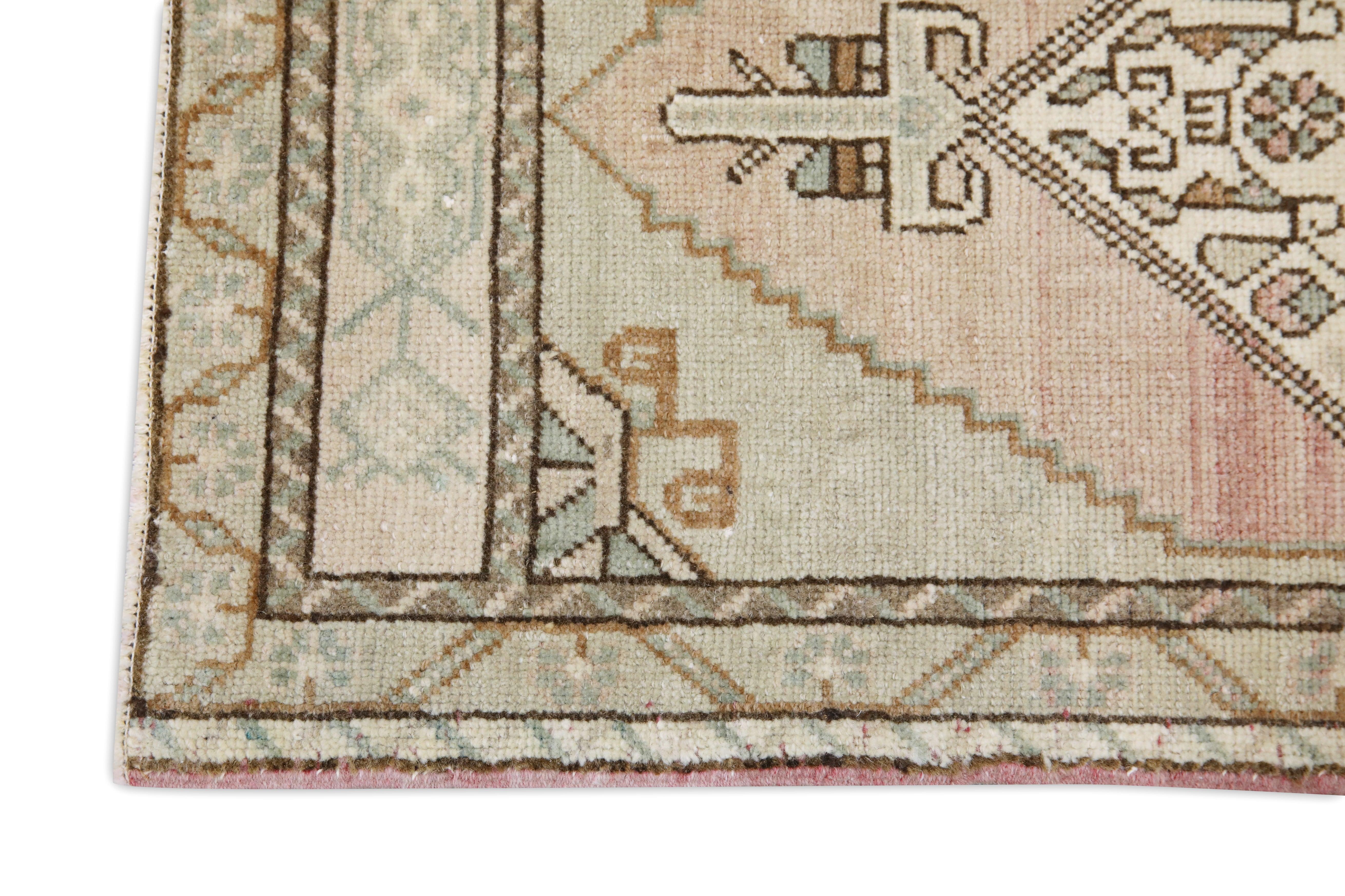 Orientalischer handgeknüpfter türkischer Vintage-Miniteppich 1'7