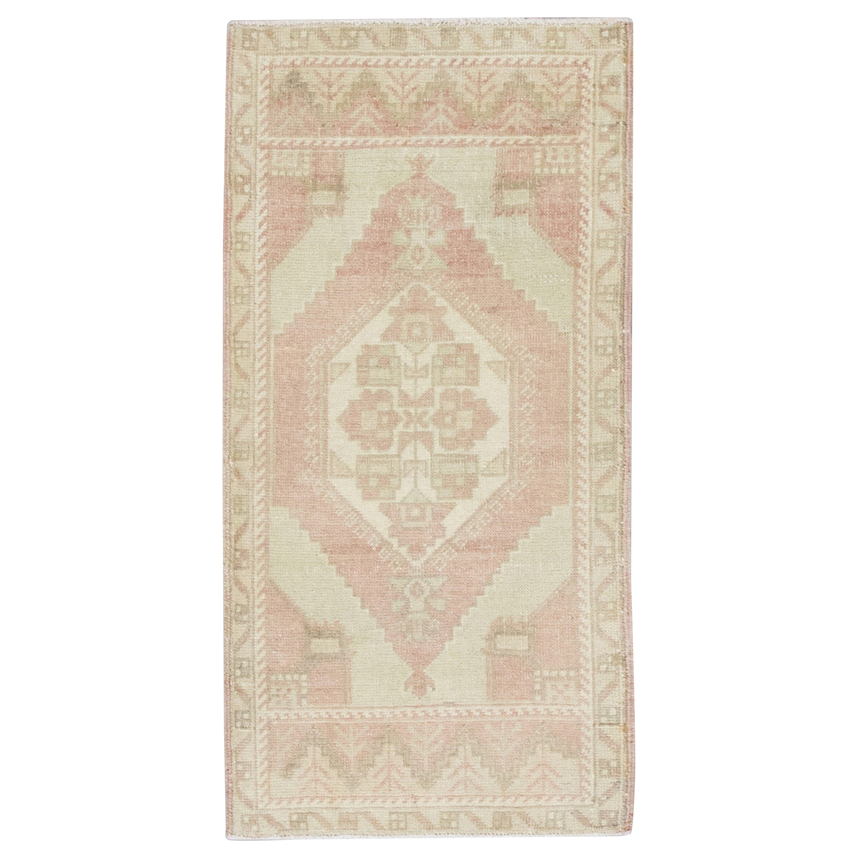 Orientalischer handgeknüpfter türkischer Vintage-Miniteppich 1'7" x 3'2" #8546