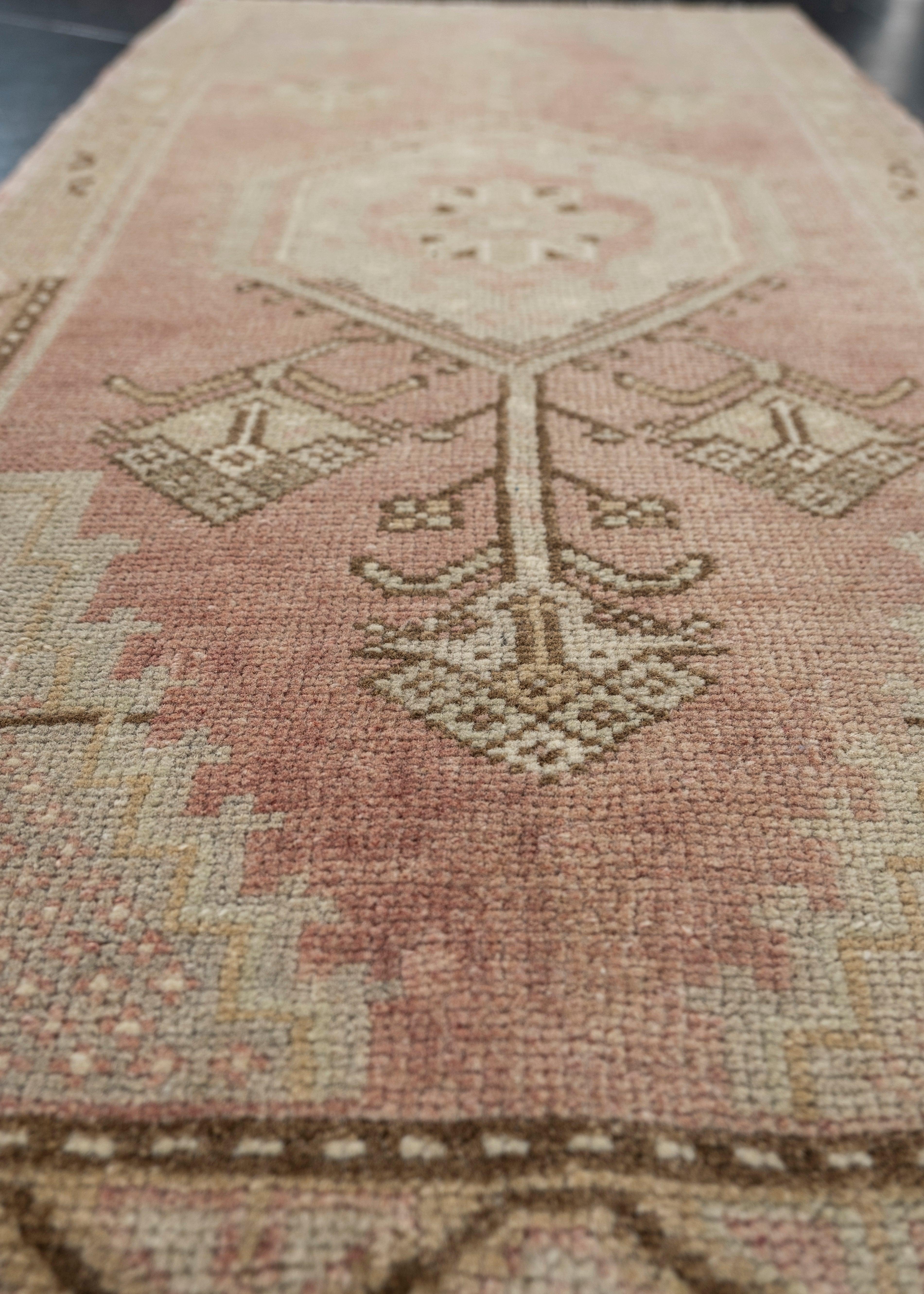 Hand-Knotted Oriental Hand Knotted Vintage Turkish Mini Rug 1'7