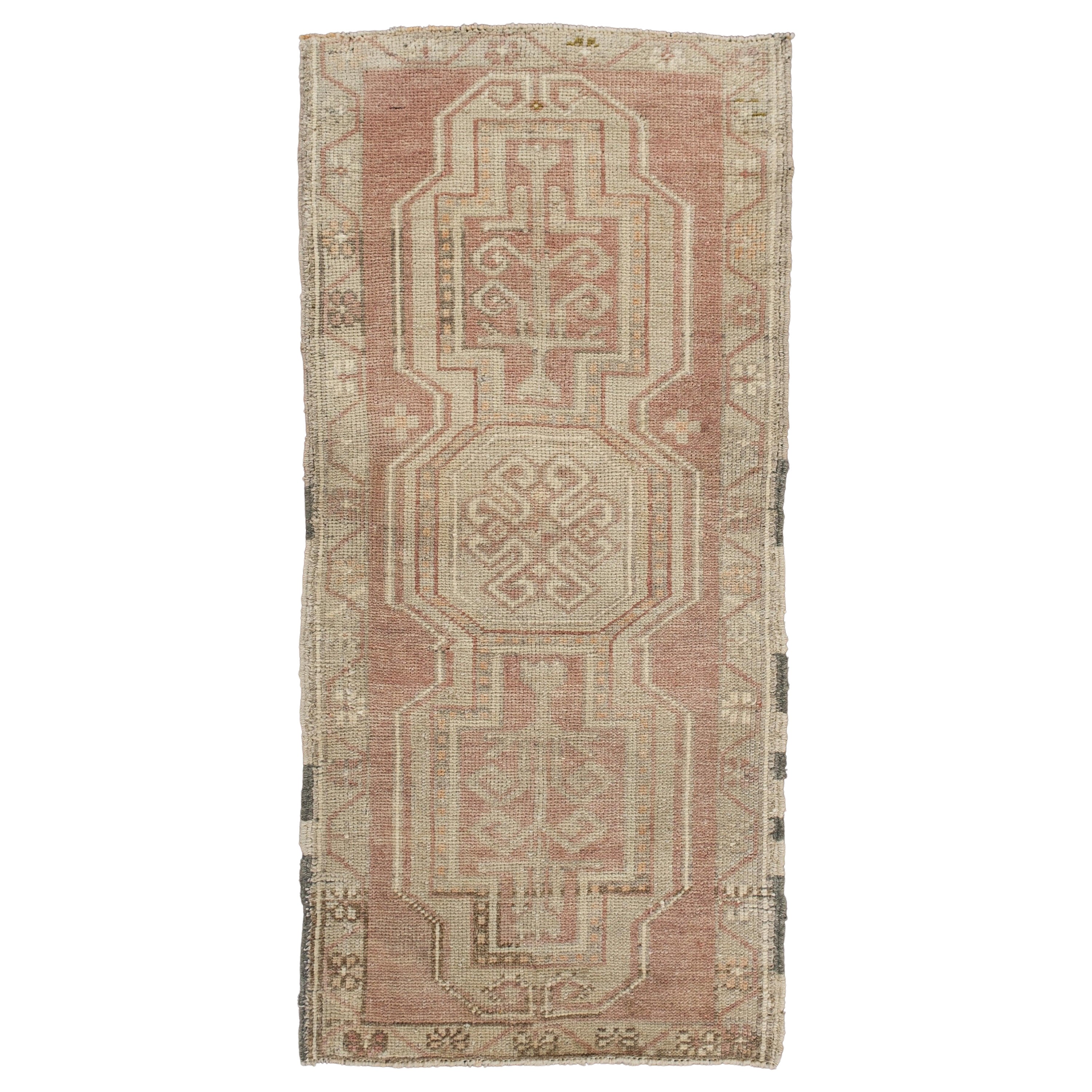Oriental Hand Knots Rugs Vintage Turkish Mini Rug 1'7" x 3'4" #10204 in vendita