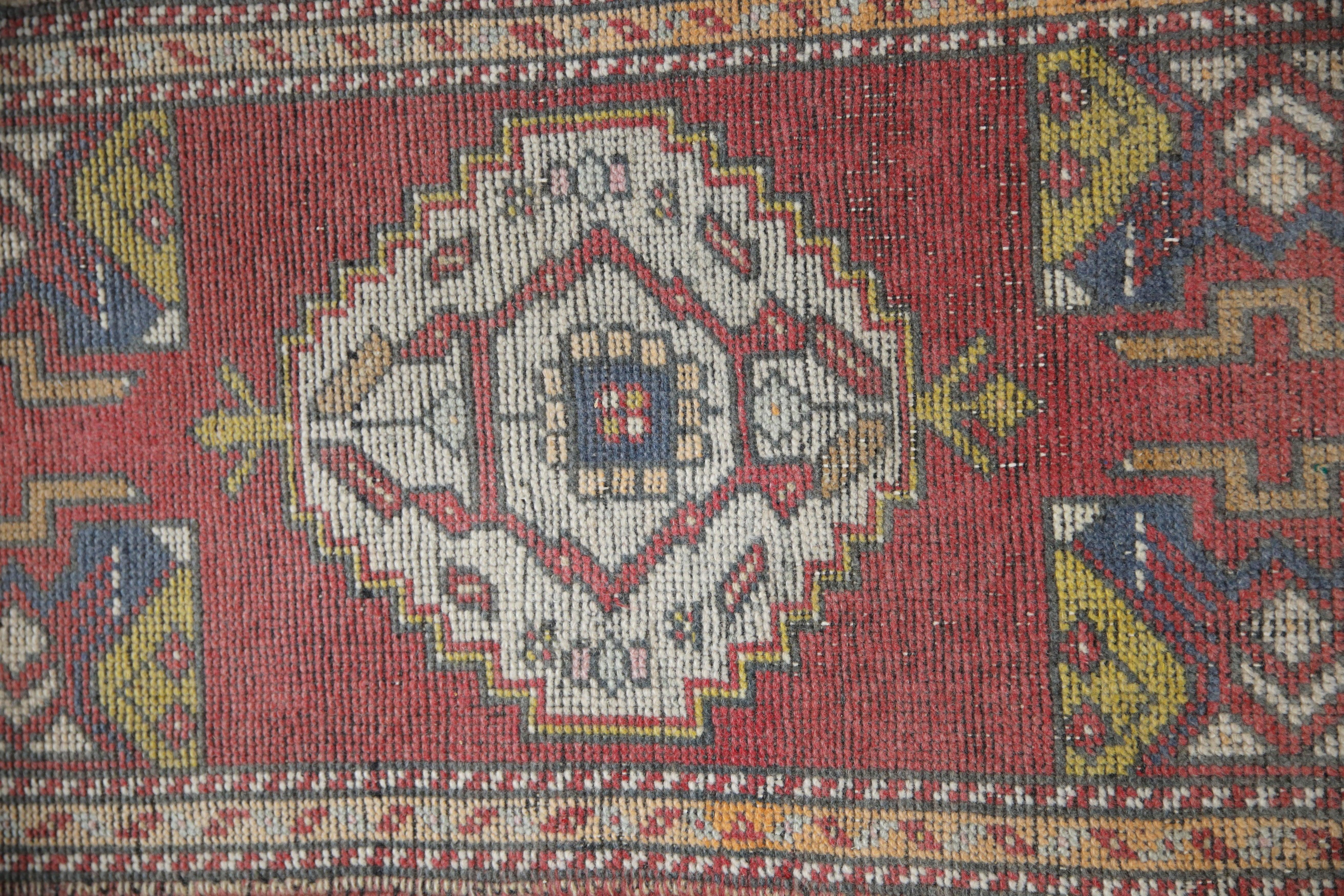 Oriental Hand Knotted Vintage Turkish Mini Rug 1'7