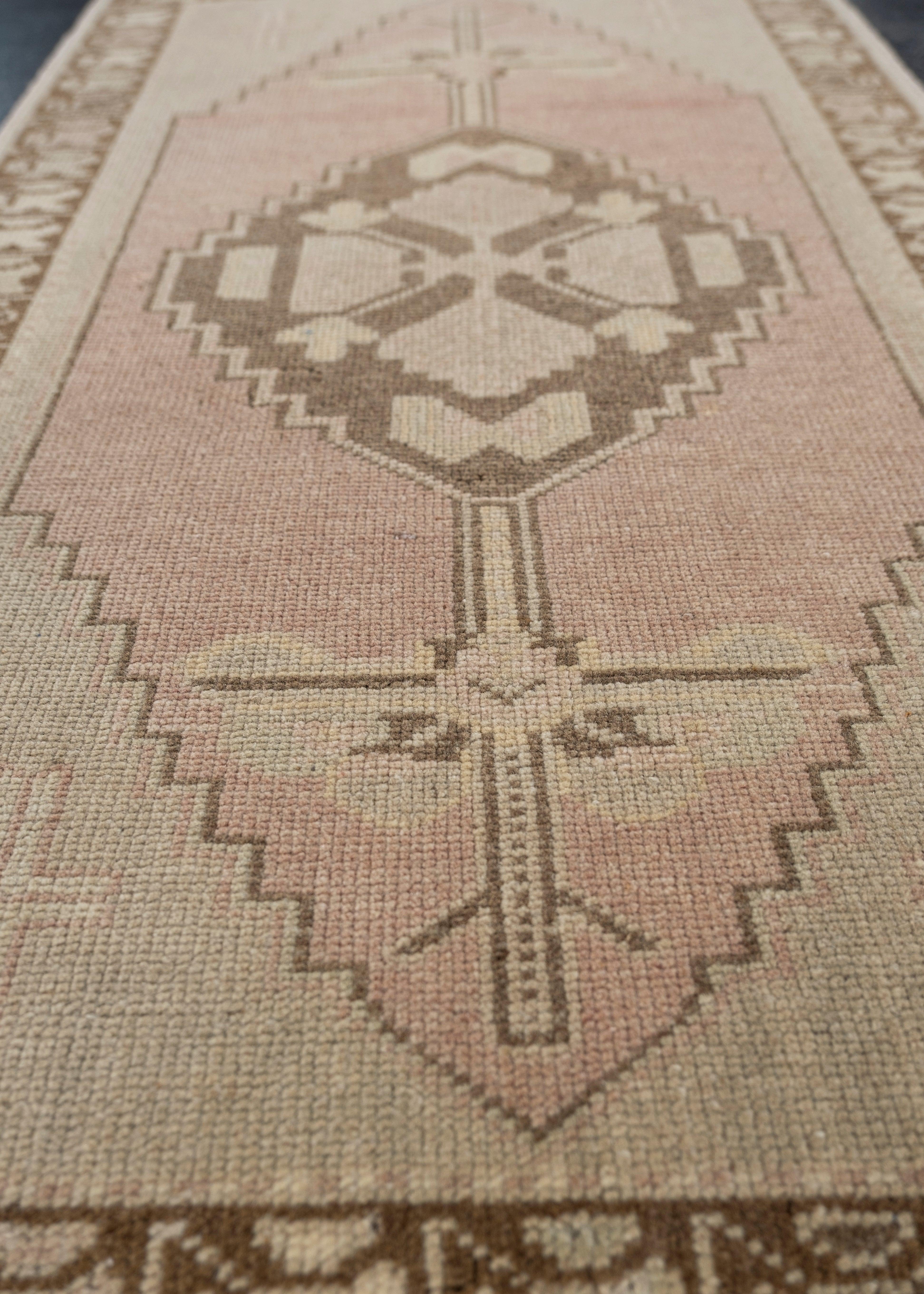Turc Mini tapis turc vintage noué à la main 1'8