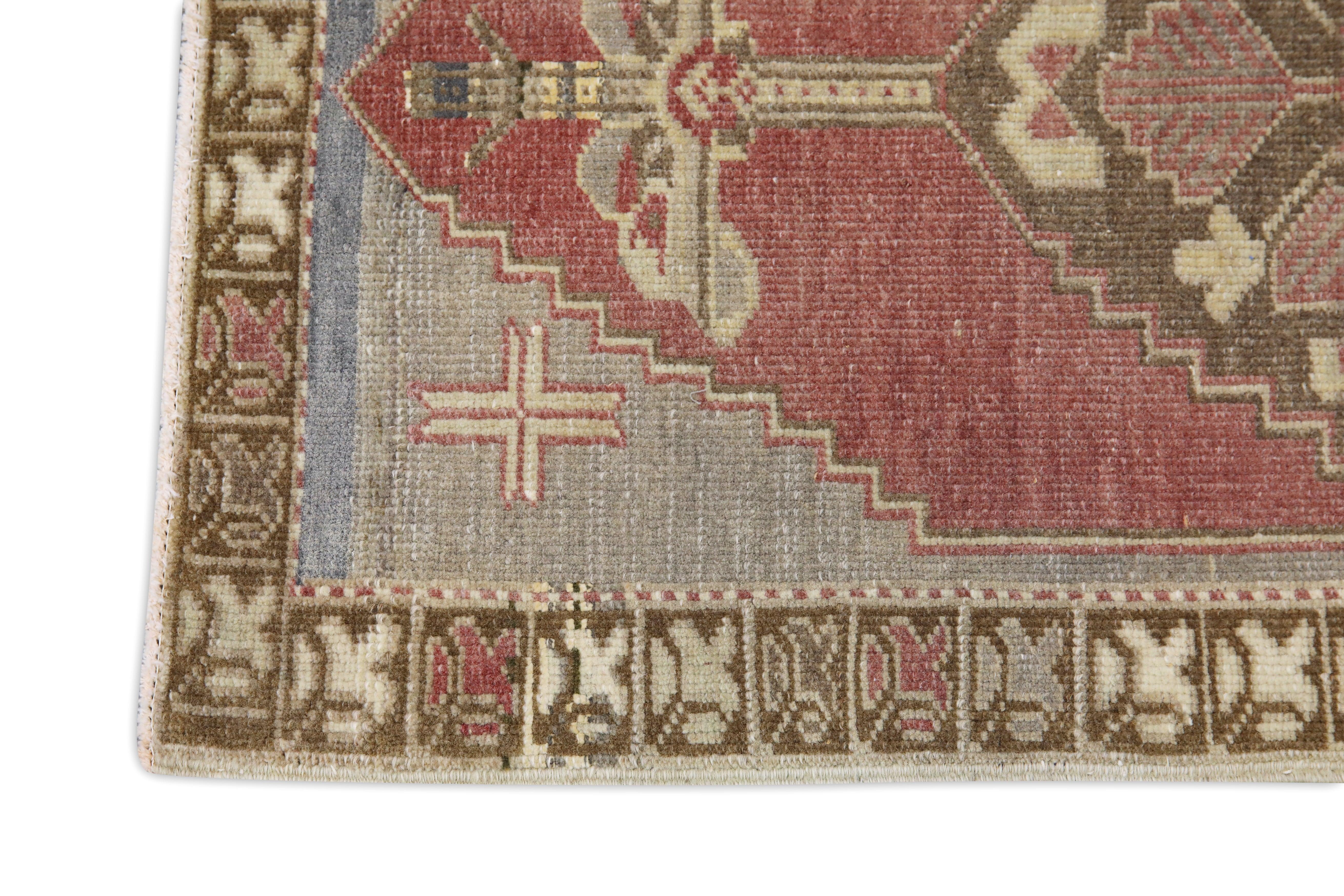 Hand-Knotted Oriental Hand Knotted Vintage Turkish Mini Rug 1'8